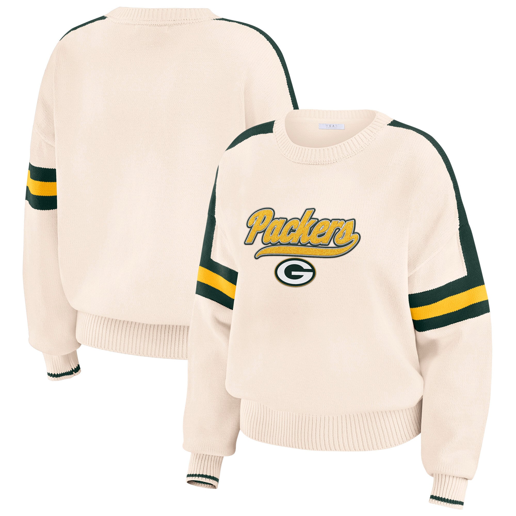 Green Bay Packers WEAR By Erin Andrews Striped Sweater - Womens