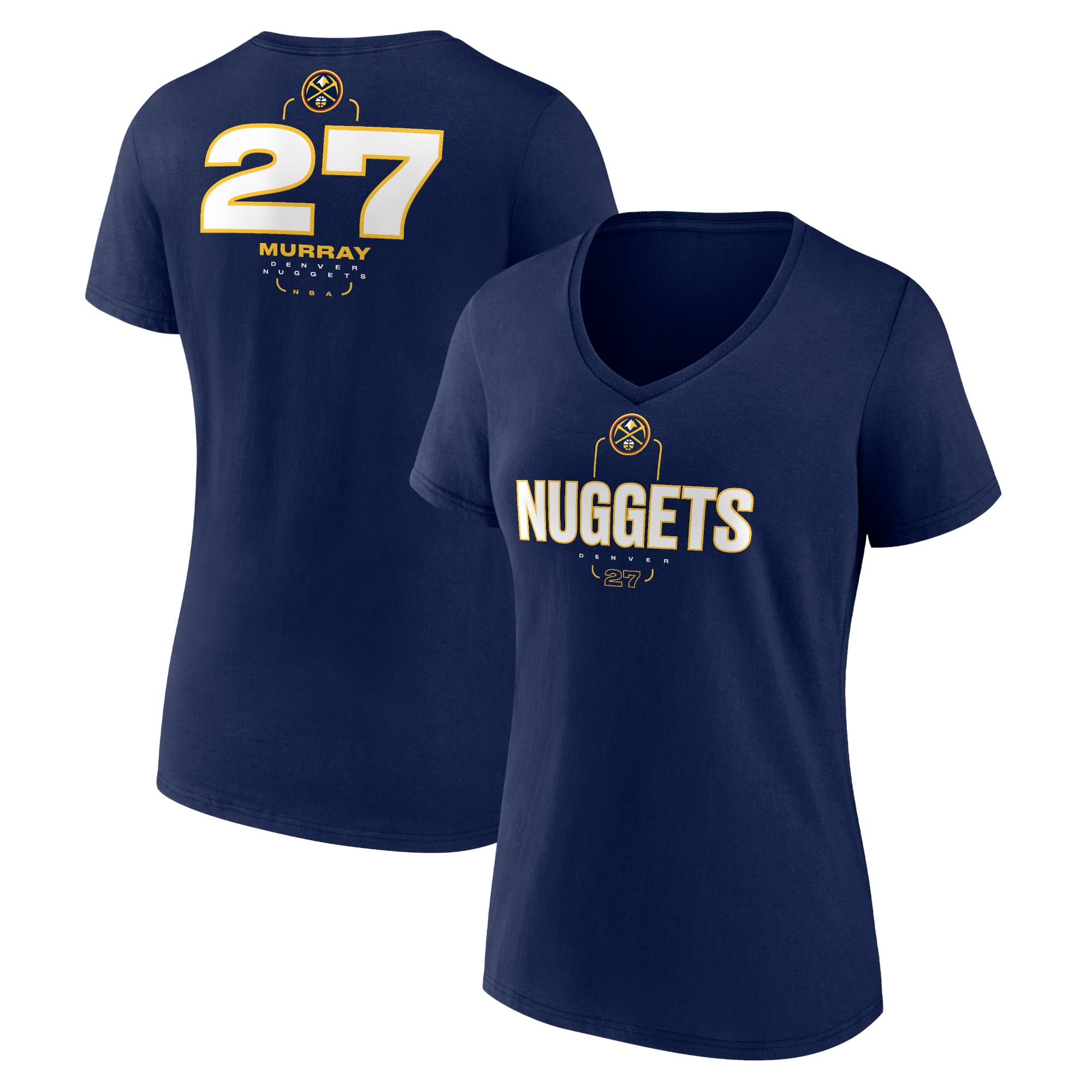 Women's Jamal Murray Navy Denver Nuggets Behind The Back Name & Number V-Neck T-Shirt