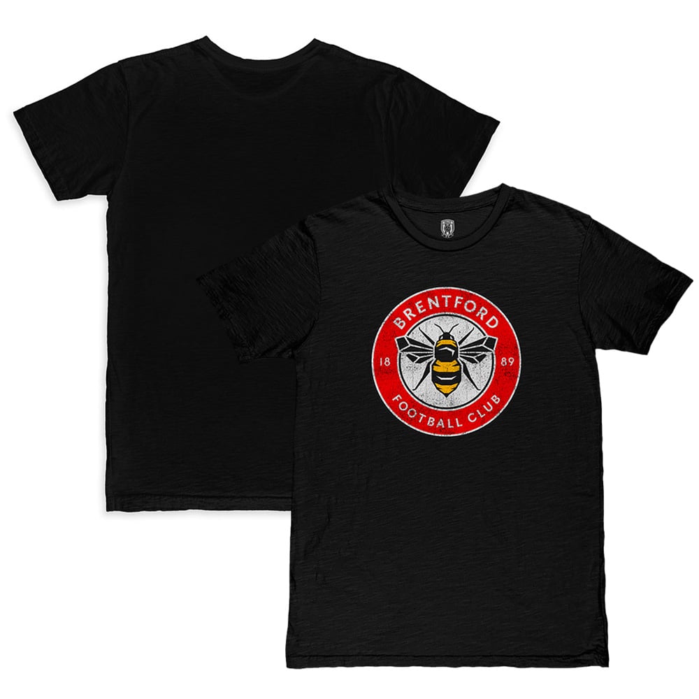 Men's 1863FC Black Brentford FC Color Crest Slub T-Shirt