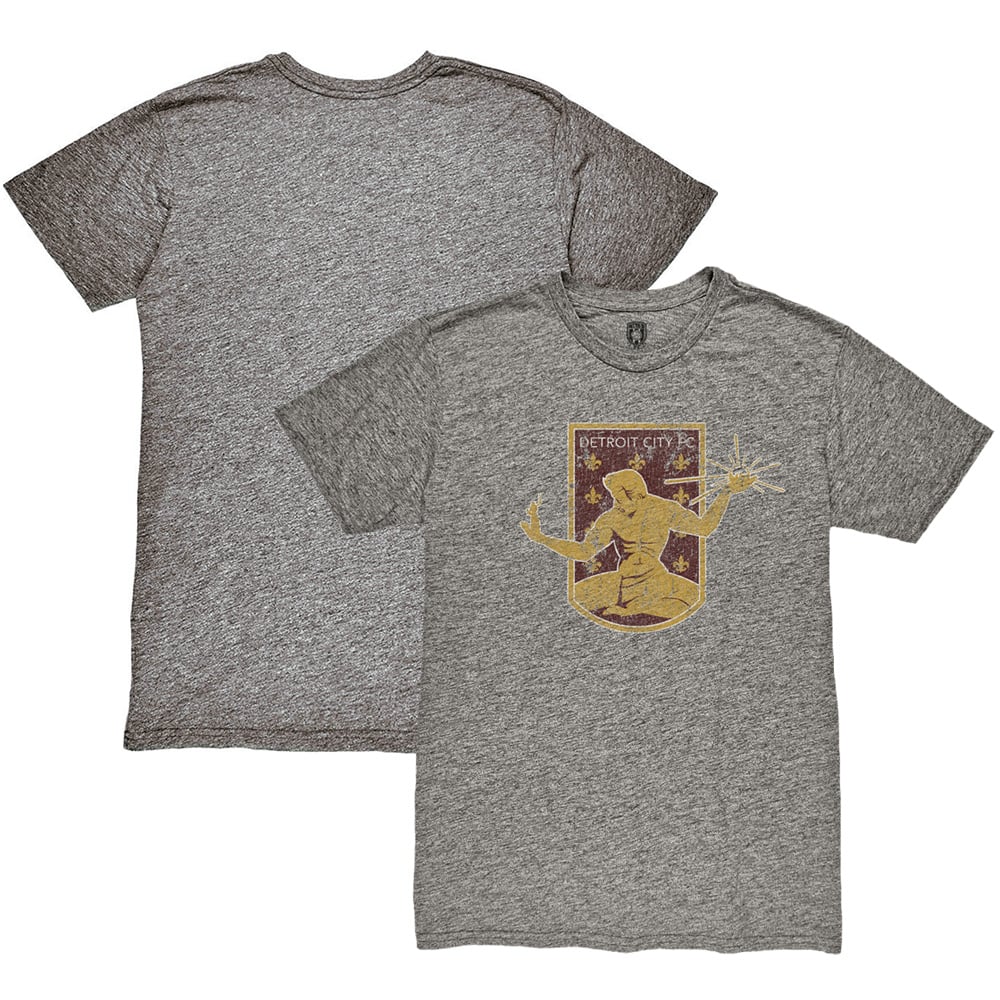Men's 1863FC Heather Gray Detroit City FC Color Crest Twisted Tri-Blend Slub T-Shirt