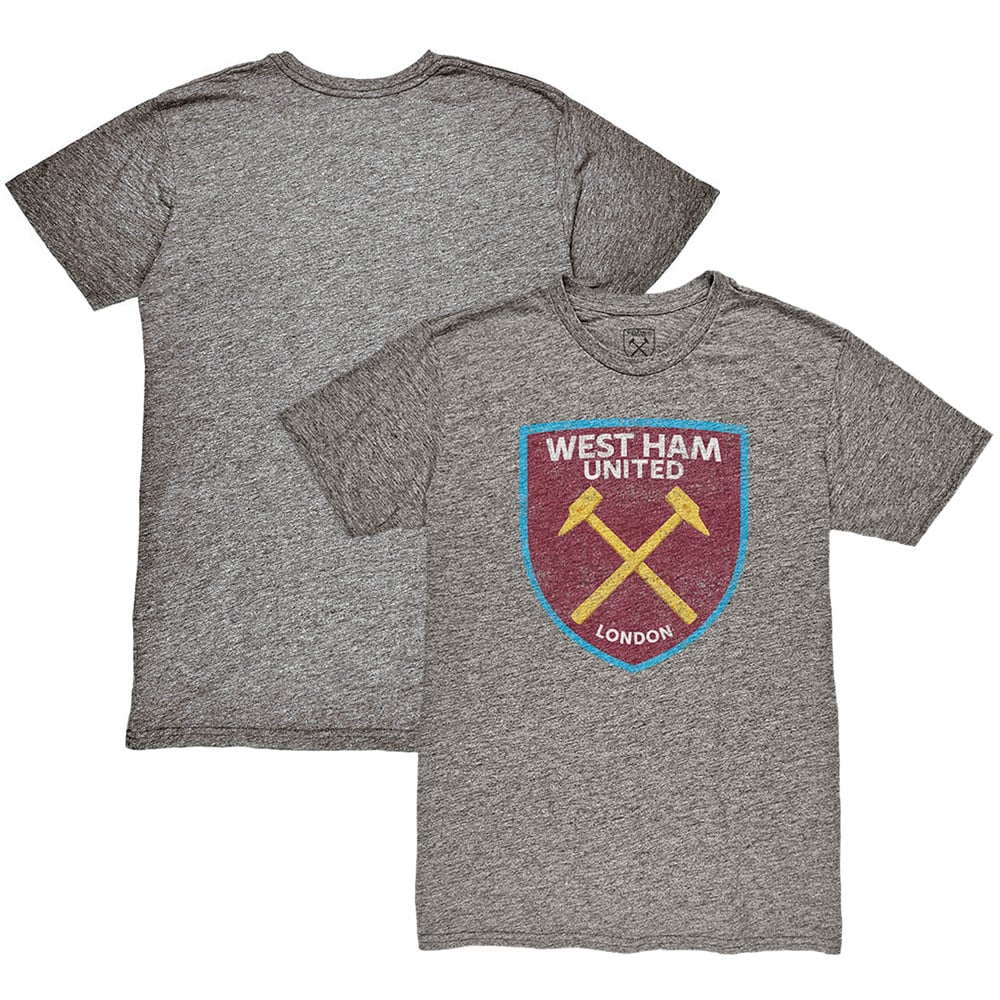 Men's 1863FC  Heather Gray West Ham United Color Crest Twisted Tri-Blend Slub T-Shirt