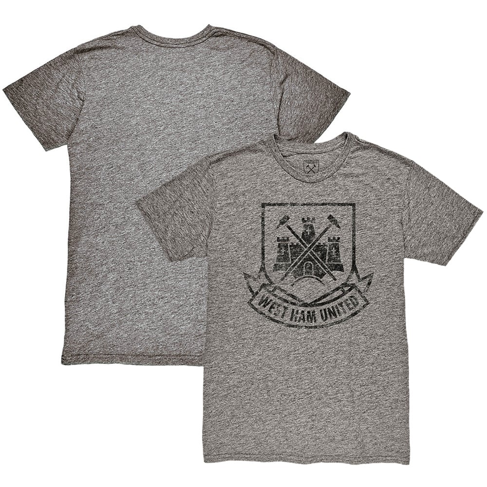 Men's 1863FC Heather Gray West Ham United Retro Crest Twisted Tri-Blend Slub T-Shirt