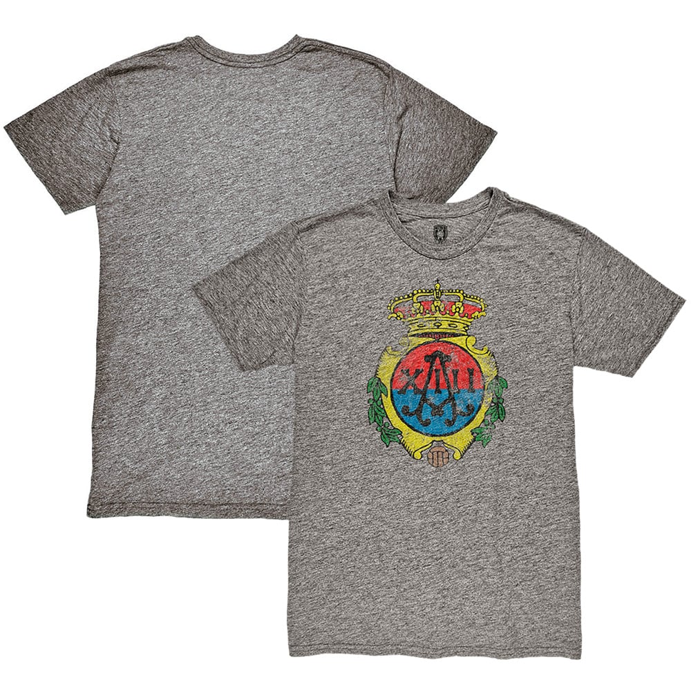 Men's 1863FC Heather Gray RCD Mallorca Retro Crest Twisted Tri-Blend Slub T-Shirt