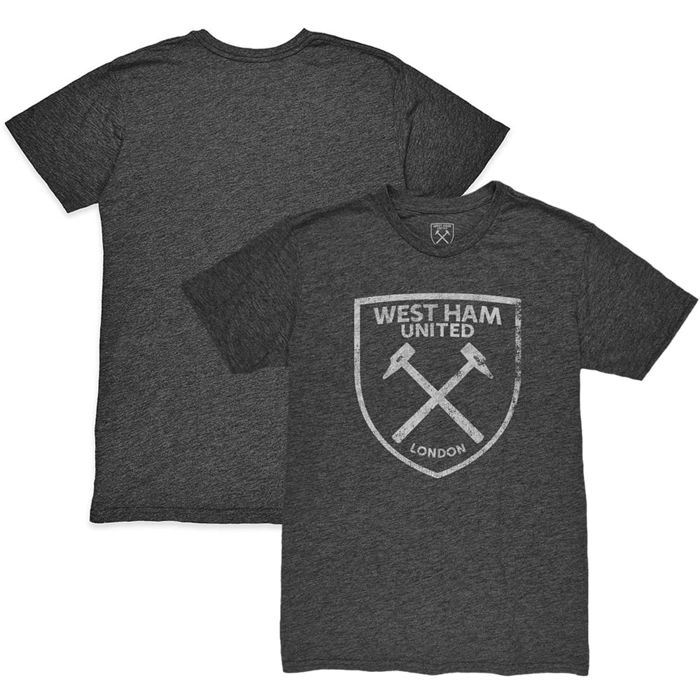 Men's 1863FC  Heather Black West Ham United Mono Crest Twisted Tri-Blend Slub T-Shirt