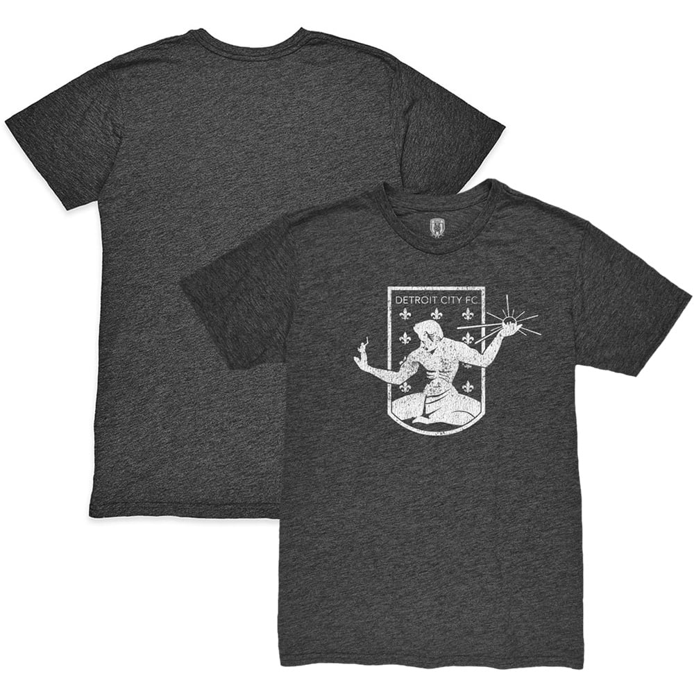 Men's 1863FC Heather Black Detroit City FC Mono Crest Twisted Tri-Blend Slub T-Shirt