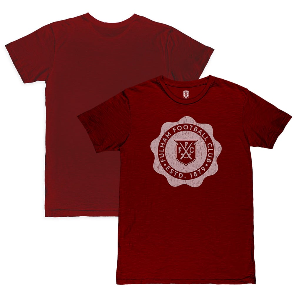 Men's 1863FC Maroon Fulham Crested Wax Seal Slub T-Shirt