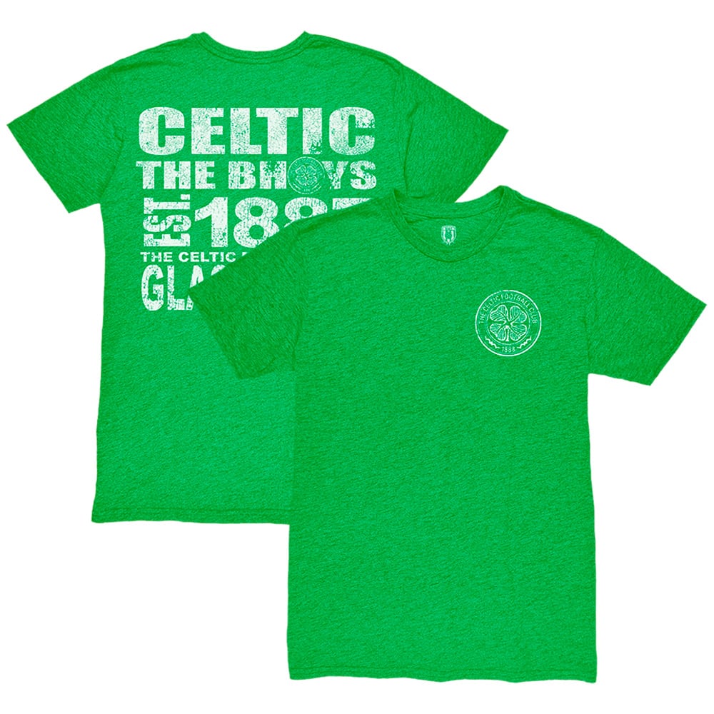 Men's 1863FC Heather Green Celtic Front Back Text Twisted Tri-Blend Slub T-Shirt