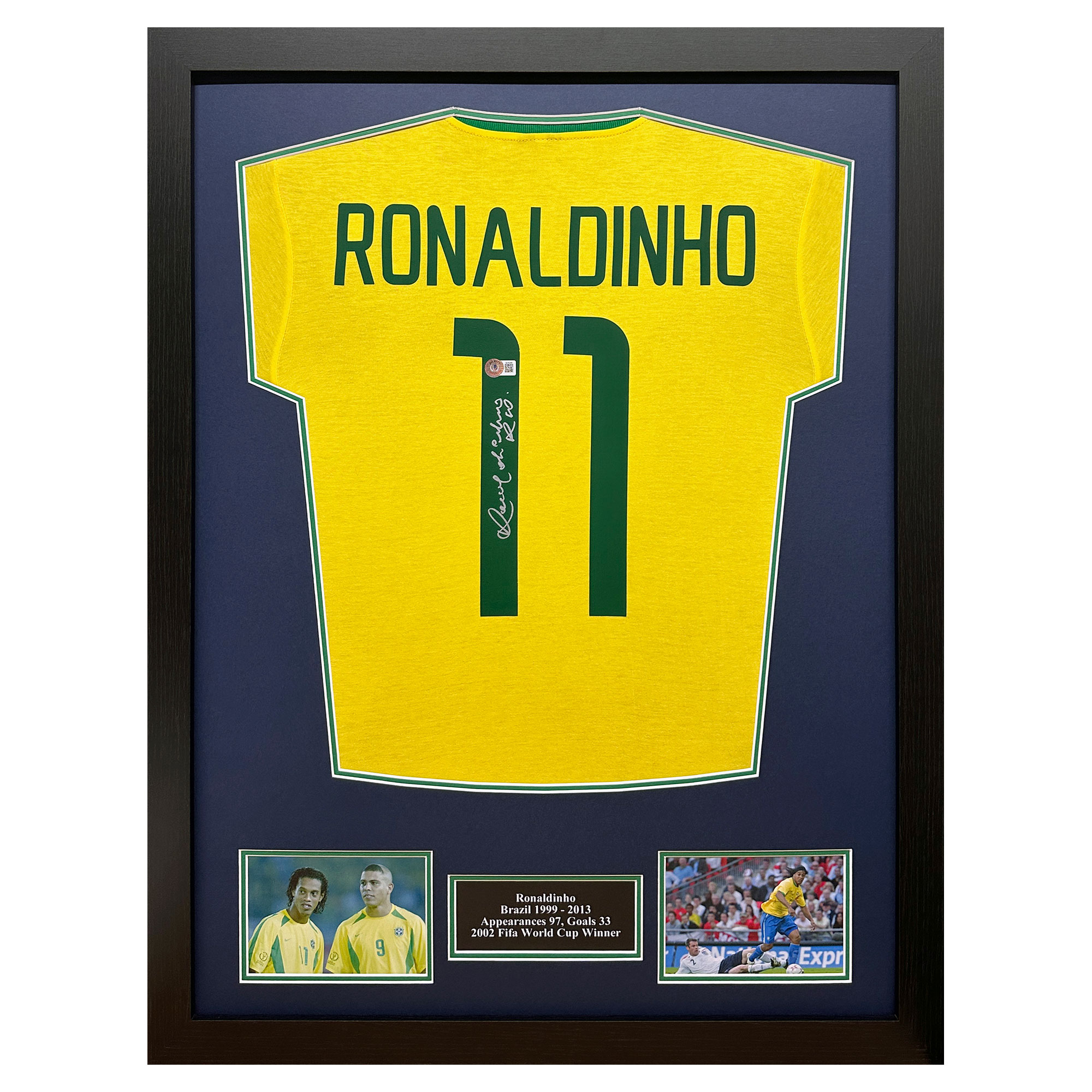 Maillot De Football Brésil Signé Ronaldinho - Style Professionnel, Avec Certificat D'authenticité