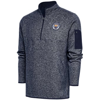 Men's Heather Navy Manchester City Elevate Quarter-Zip Pullover