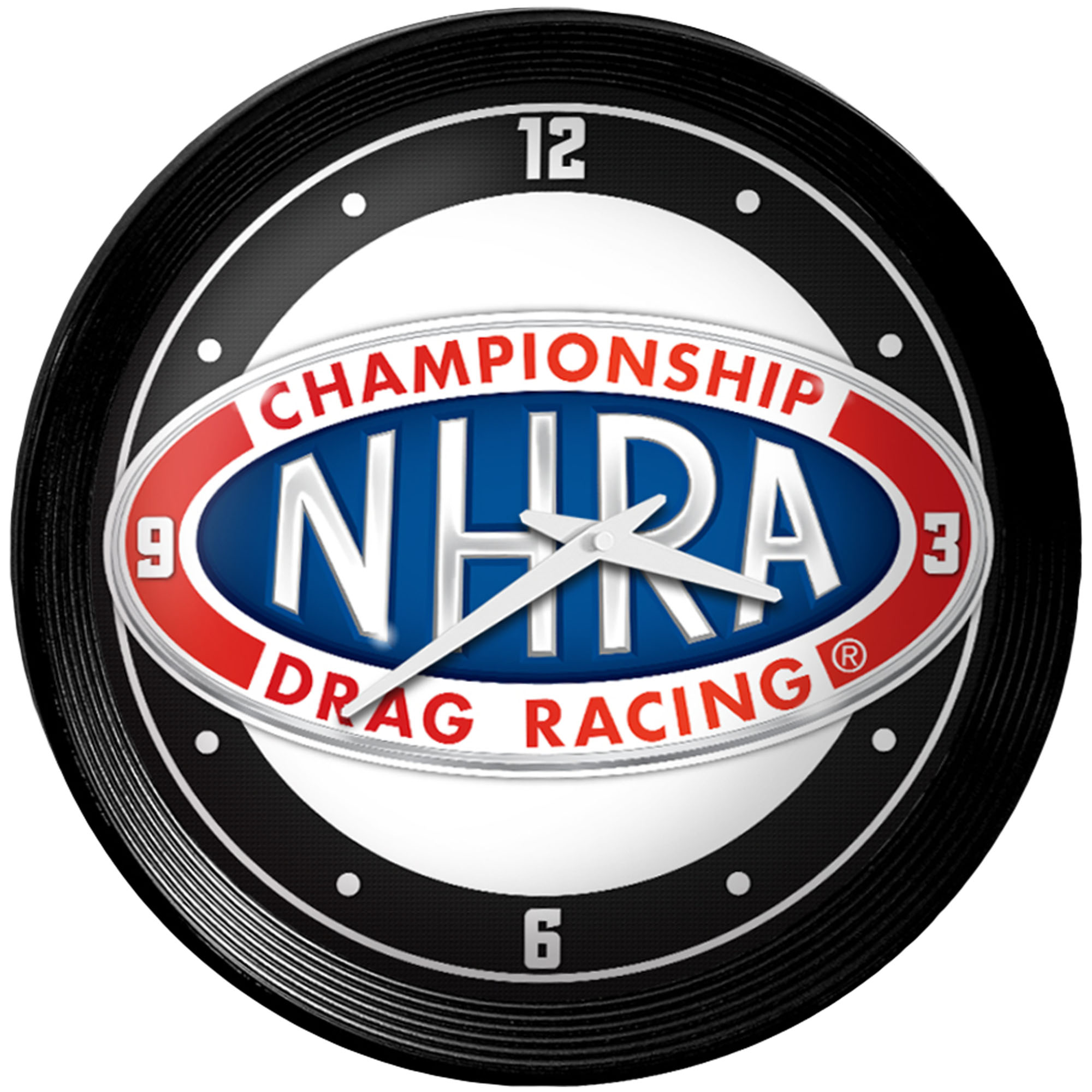 NHRA Championship Drag Racing 15" Ribbed Frame Wall Clock