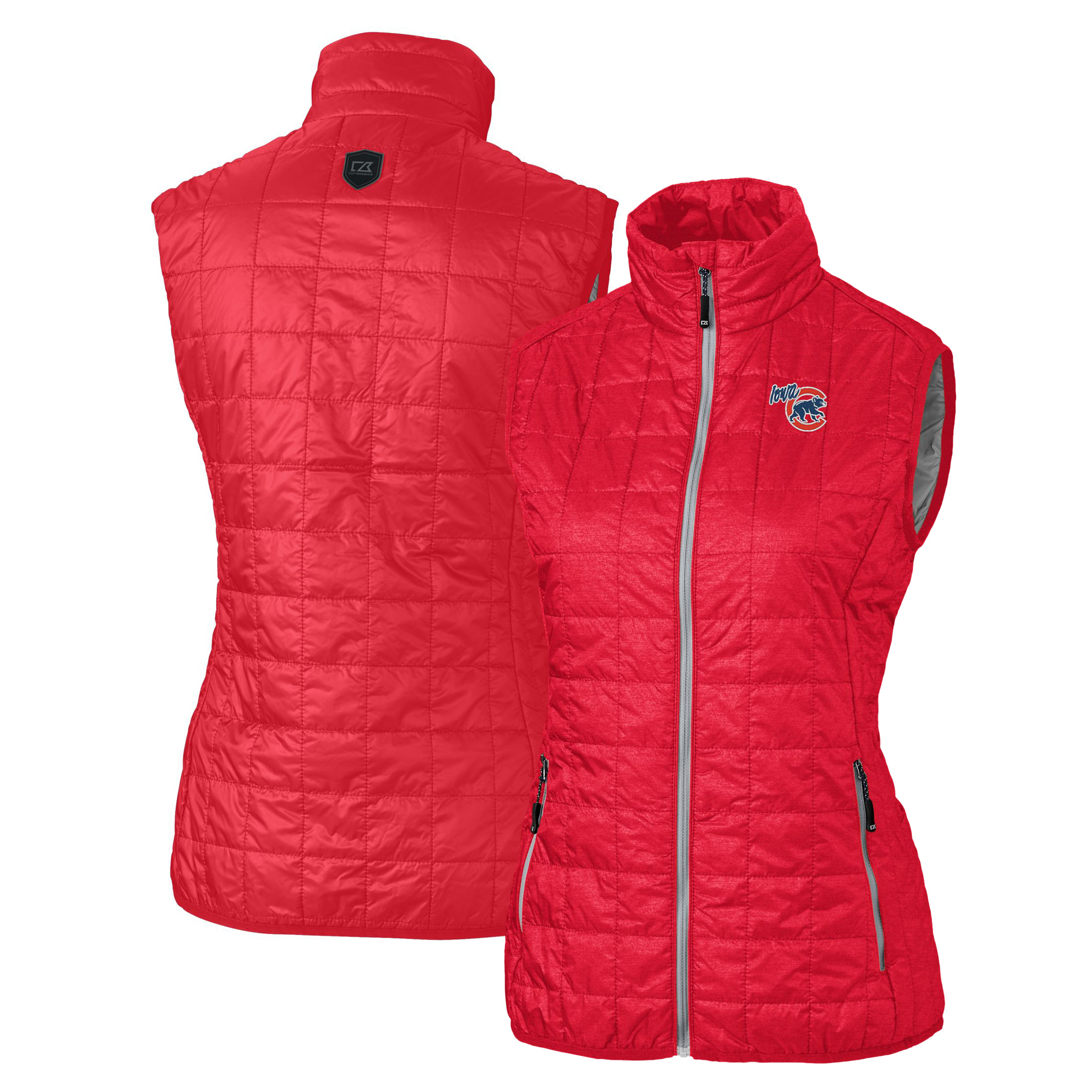 Women's Cutter & Buck Red Iowa Cubs Rainier PrimaLoft Eco Insulated Full-Zip Puffer Vest