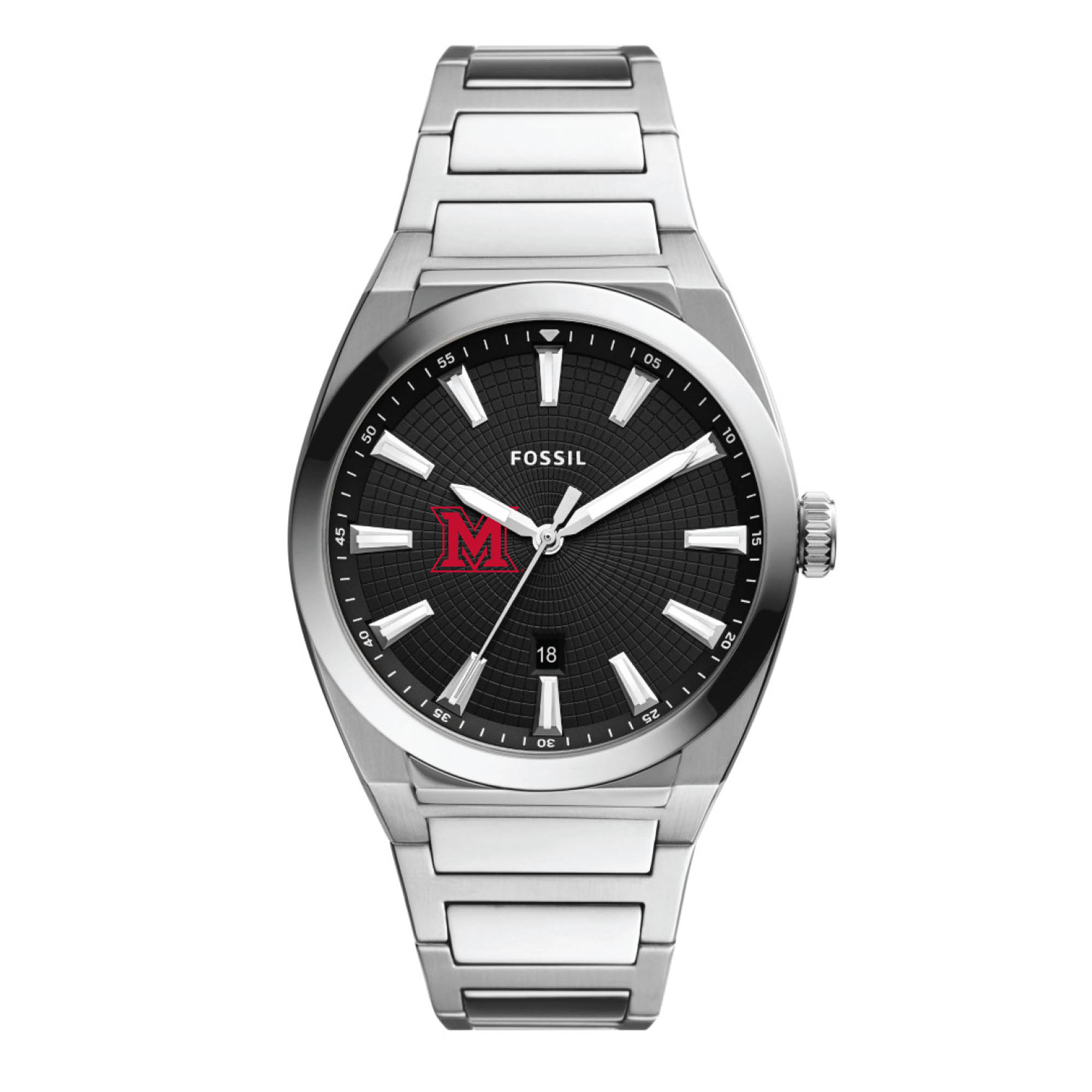Men's Fossil Miami University RedHawks Everett Stainless Steel Watch