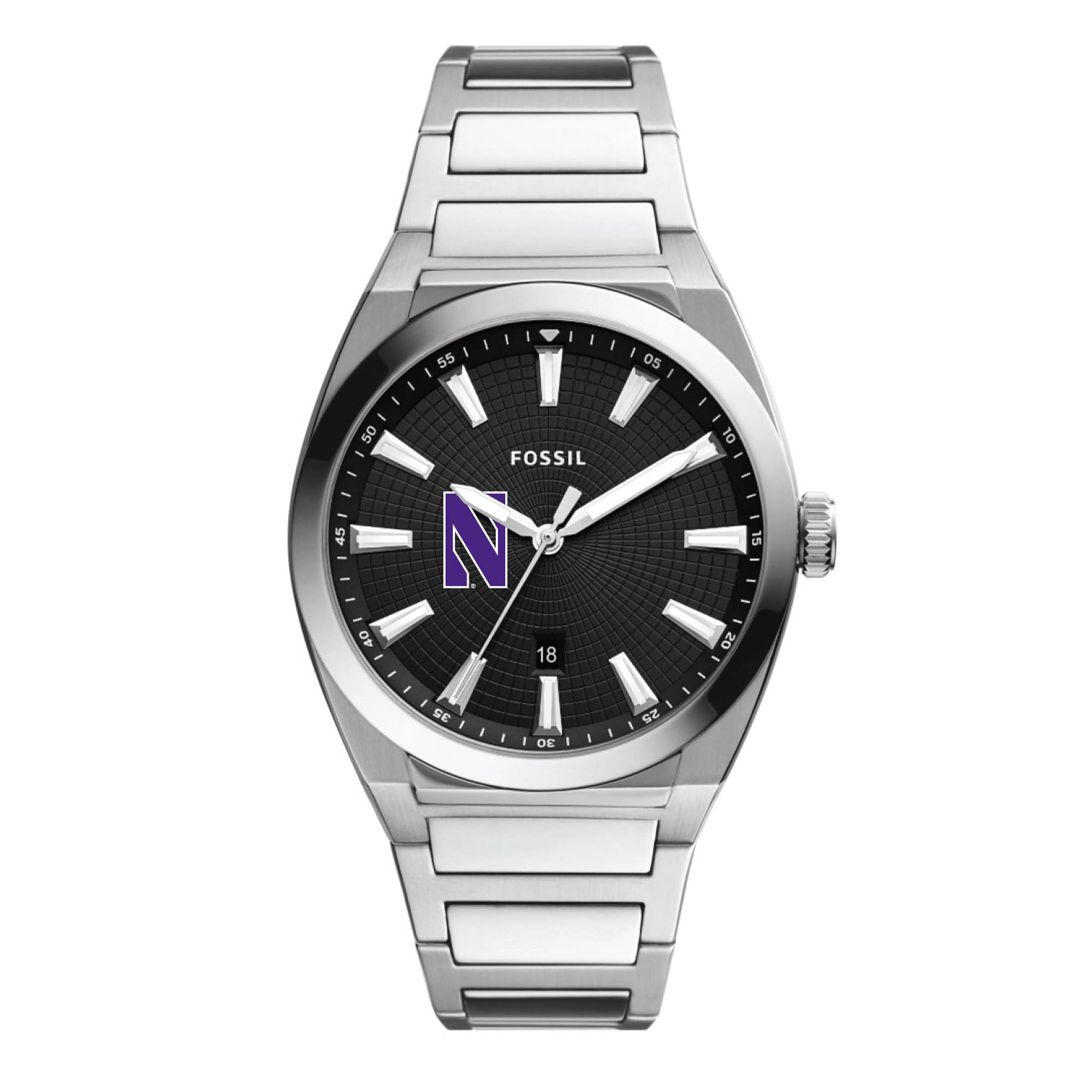 Men's Fossil Northwestern Wildcats Everett Stainless Steel Watch