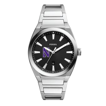 Men's Fossil Northwestern Wildcats Everett Stainless Steel Watch