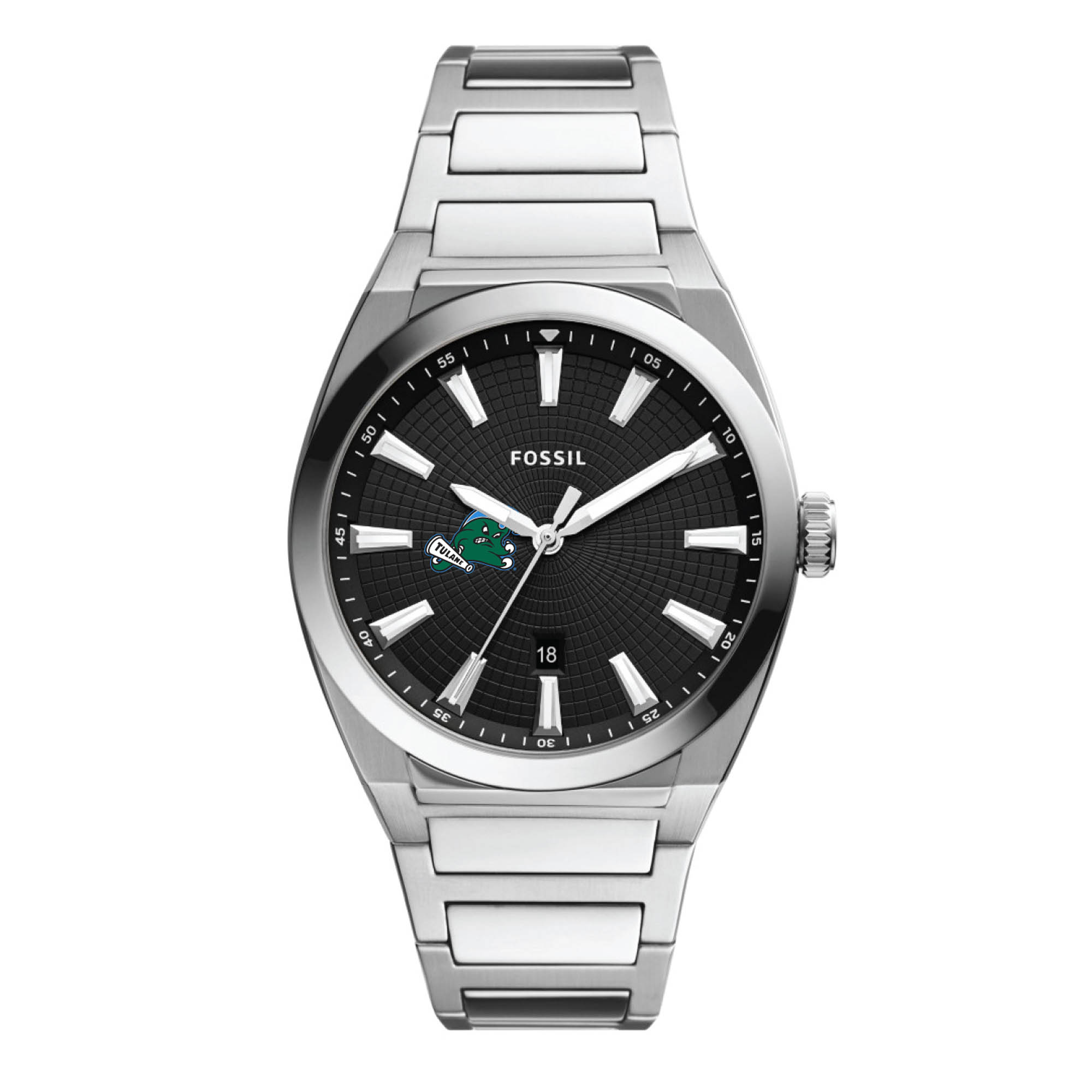 Men's Fossil Tulane Green Wave Everett Stainless Steel Watch