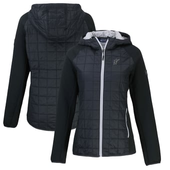 Women's Cutter & Buck Black Florida Marlins Cooperstown Collection Rainier Primaloft Eco Full-Zip Hybrid Jacket