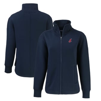 Women's Cutter & Buck Navy Cleveland Indians Cooperstown Collection Roam Eco Recycled Full-Zip Jacket