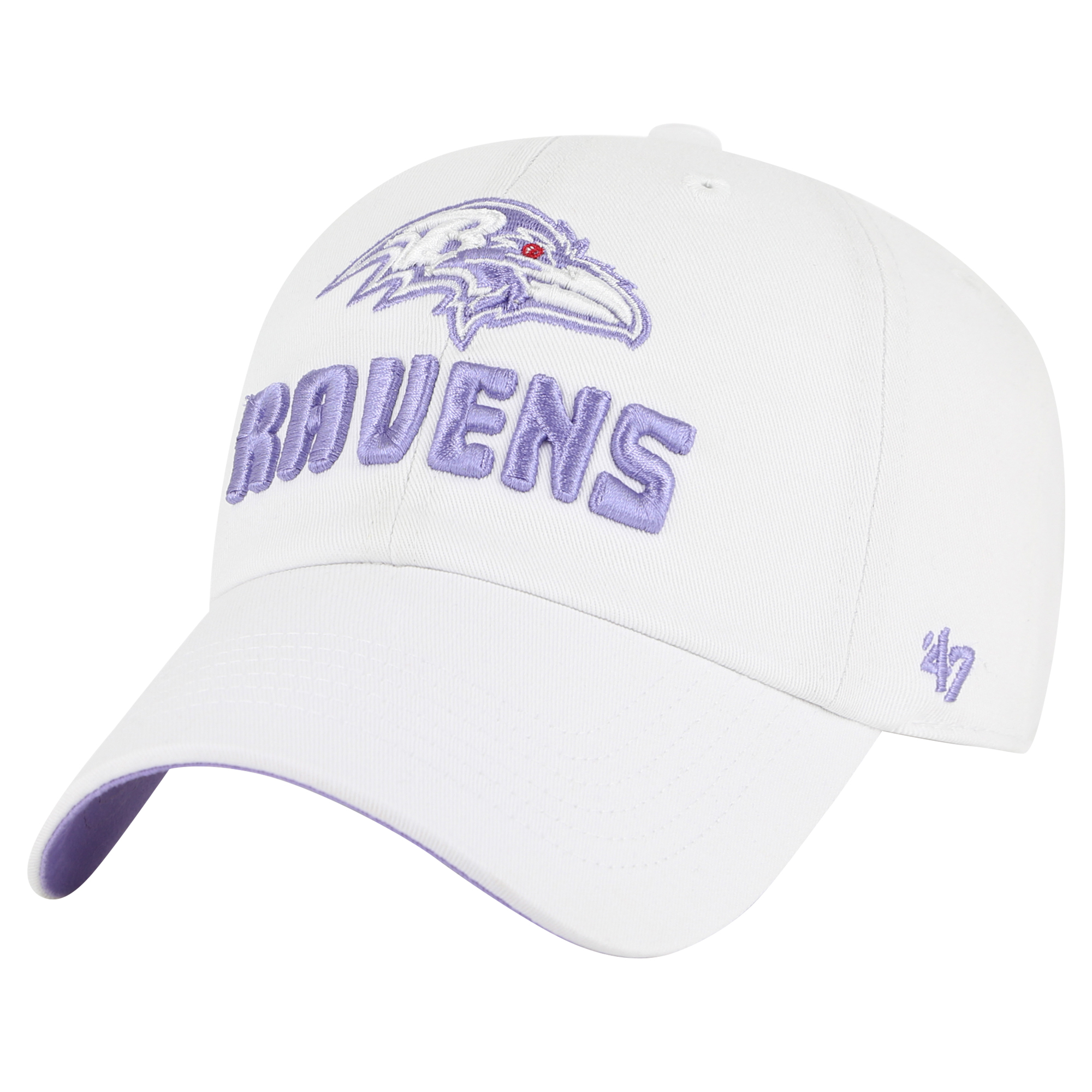 Women's '47 White Baltimore Ravens Luminace Clean Up Adjustable Hat