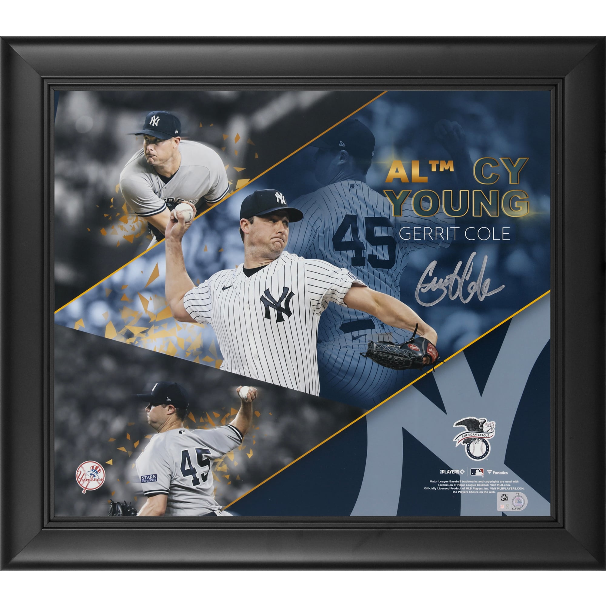 Gerrit Cole New York Yankees Autographed Framed 12.5" x 14.5" Cy Young Collage