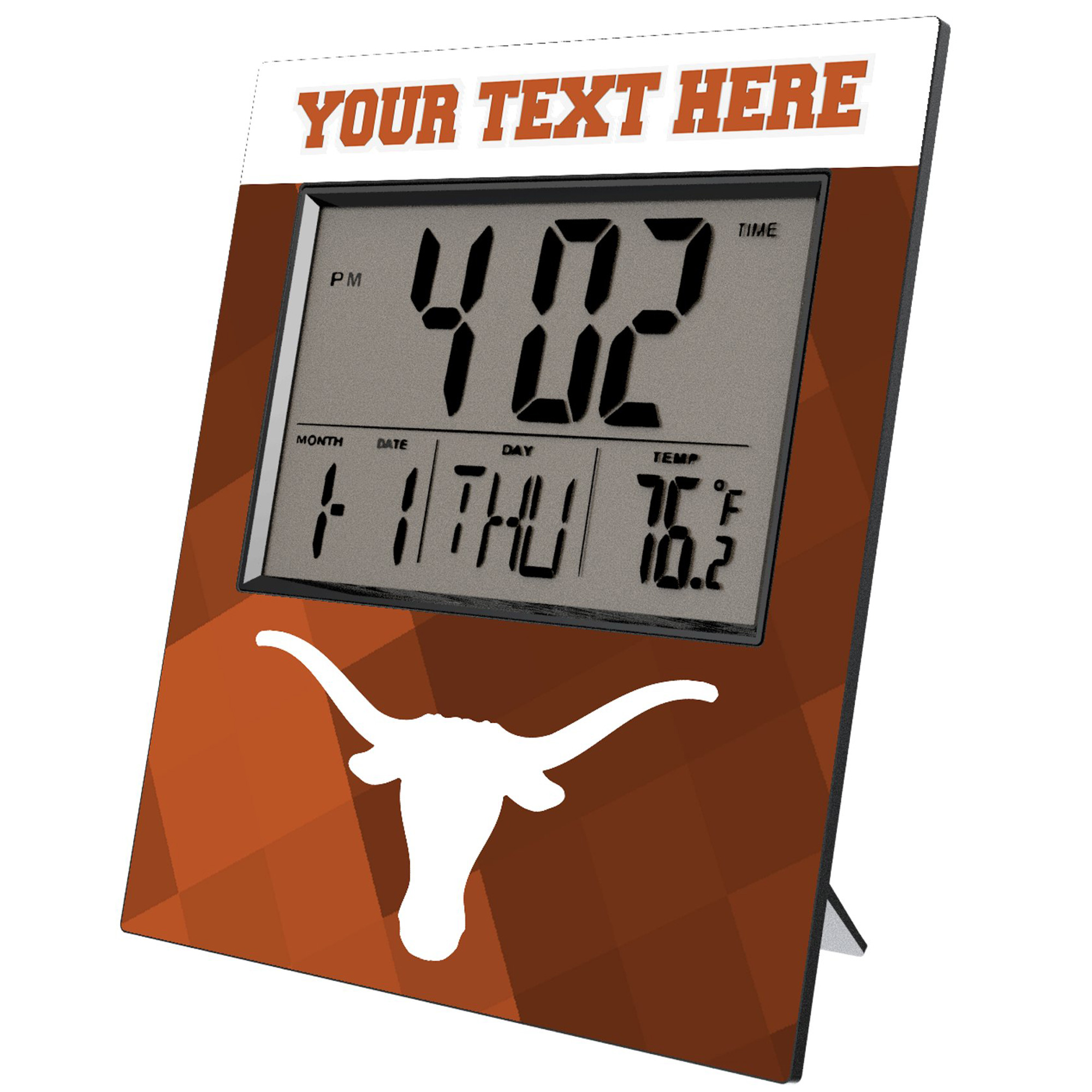 Keyscaper Texas Longhorns Color Block Personalized Digital Desk Clock