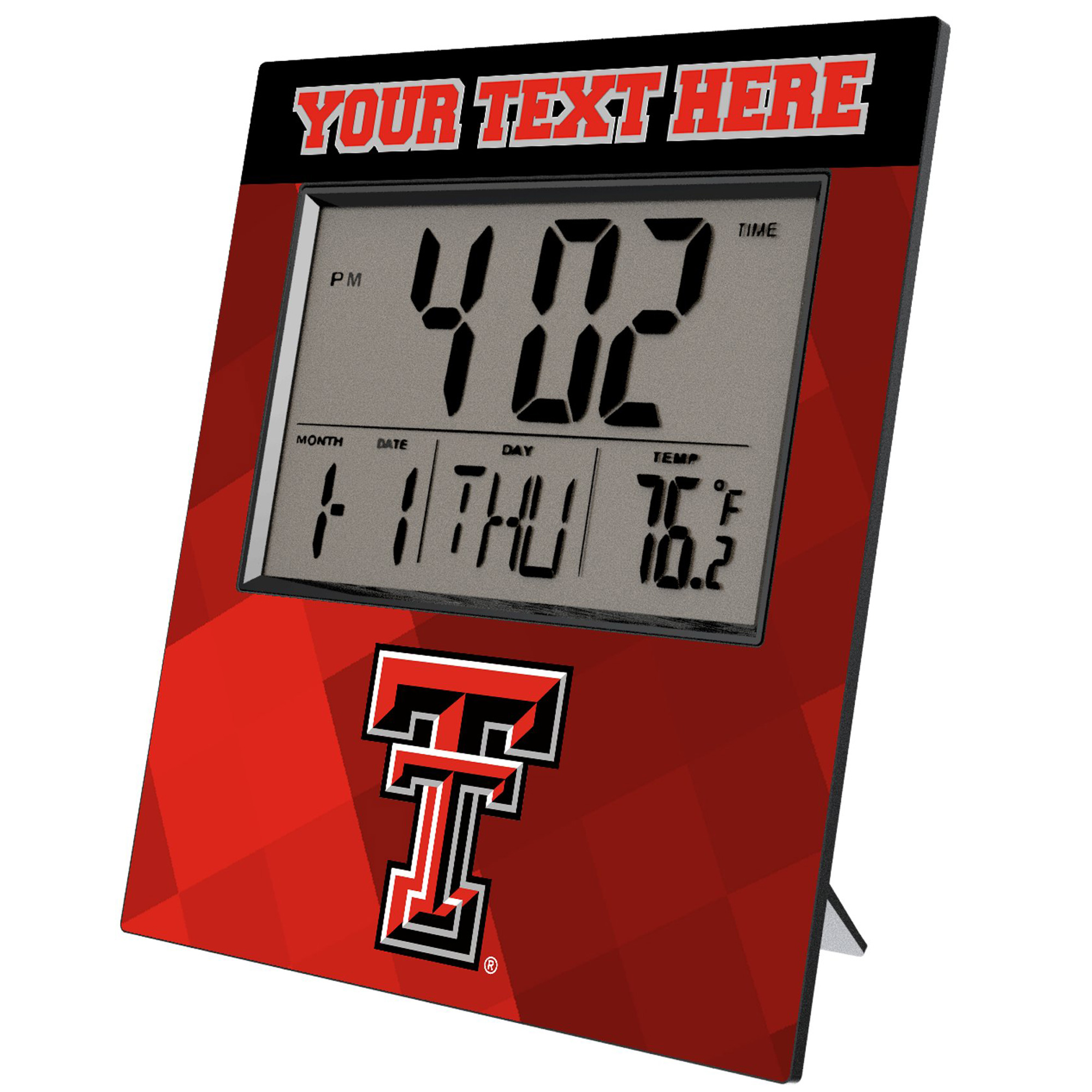 Keyscaper Texas Tech Red Raiders Color Block Personalized Digital Desk Clock