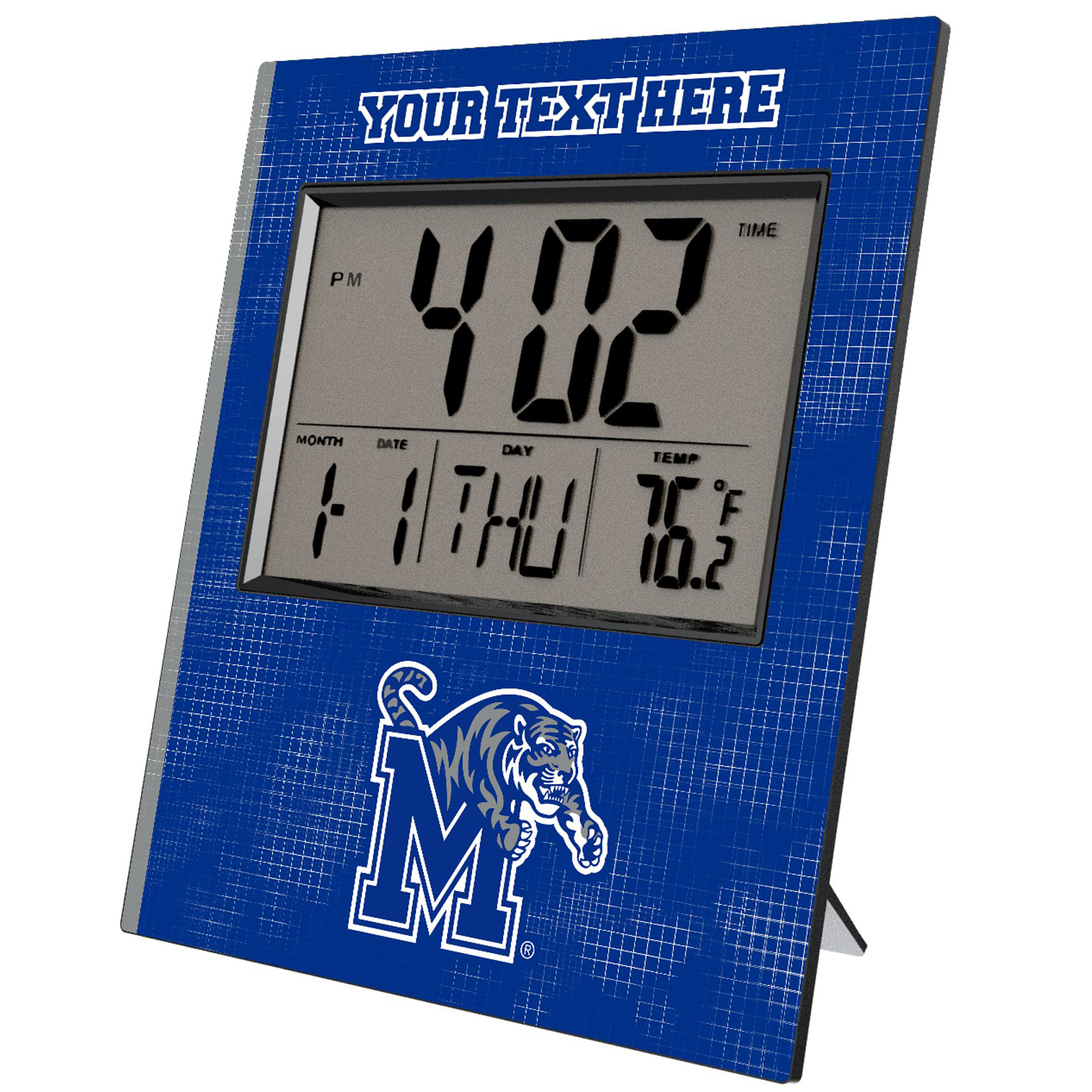 Keyscaper Memphis Tigers Cross Hatch Personalized Digital Desk Clock
