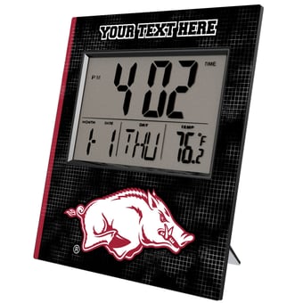 Keyscaper Arkansas Razorbacks Cross Hatch Personalized Digital Desk Clock