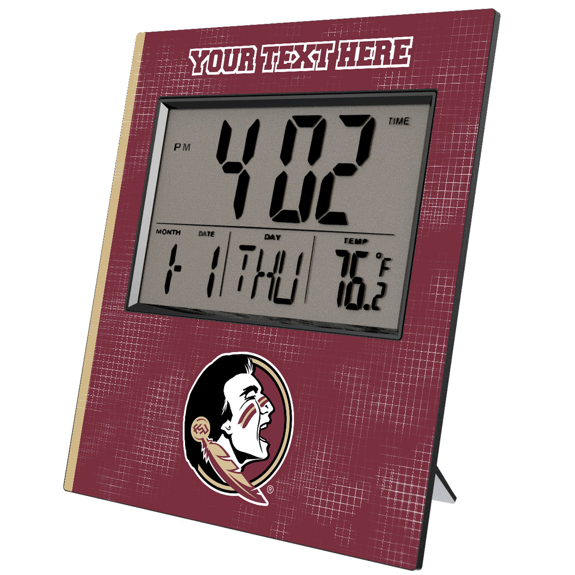 Keyscaper Florida State Seminoles Cross Hatch Personalized Digital Desk Clock
