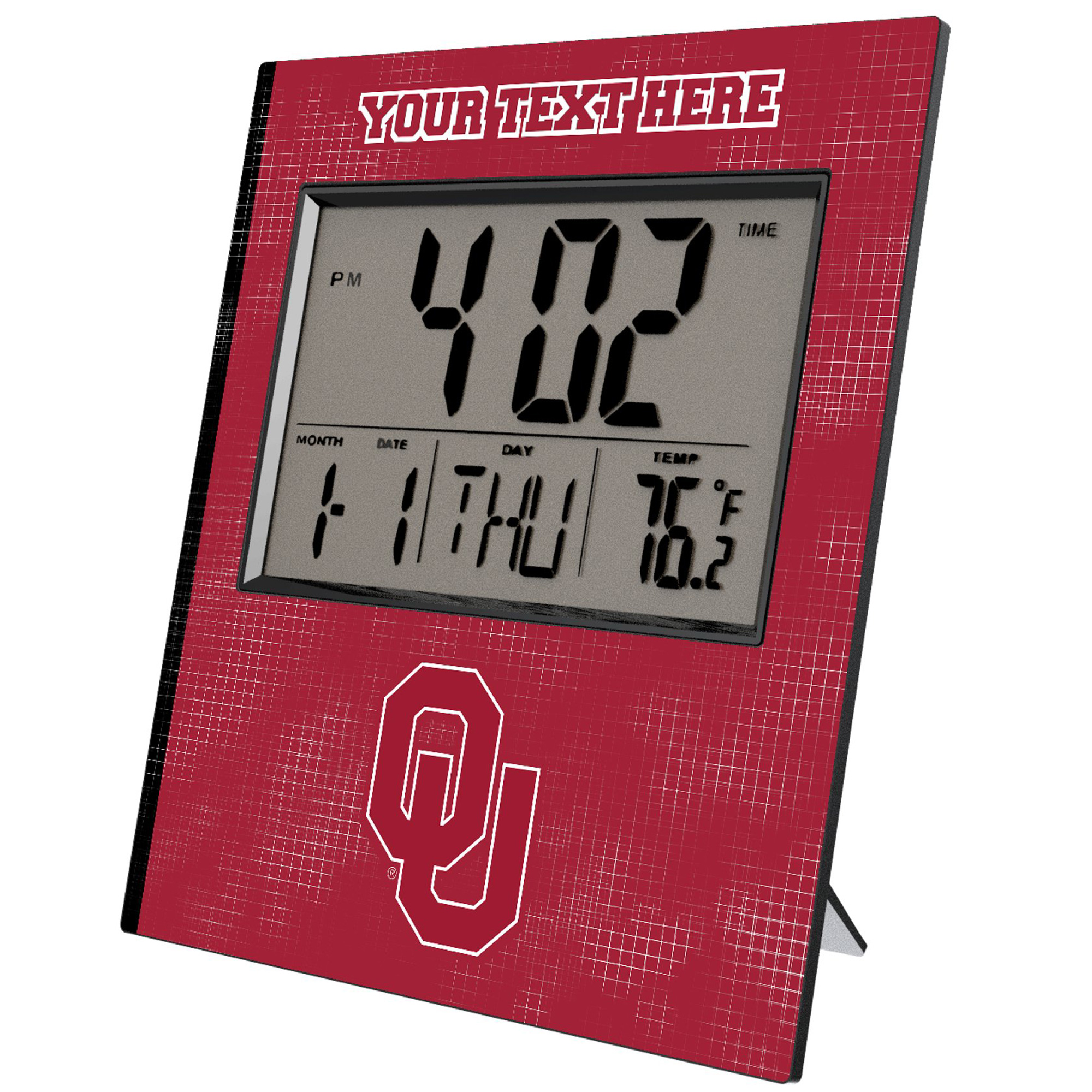 Keyscaper Oklahoma Sooners Cross Hatch Personalized Digital Desk Clock