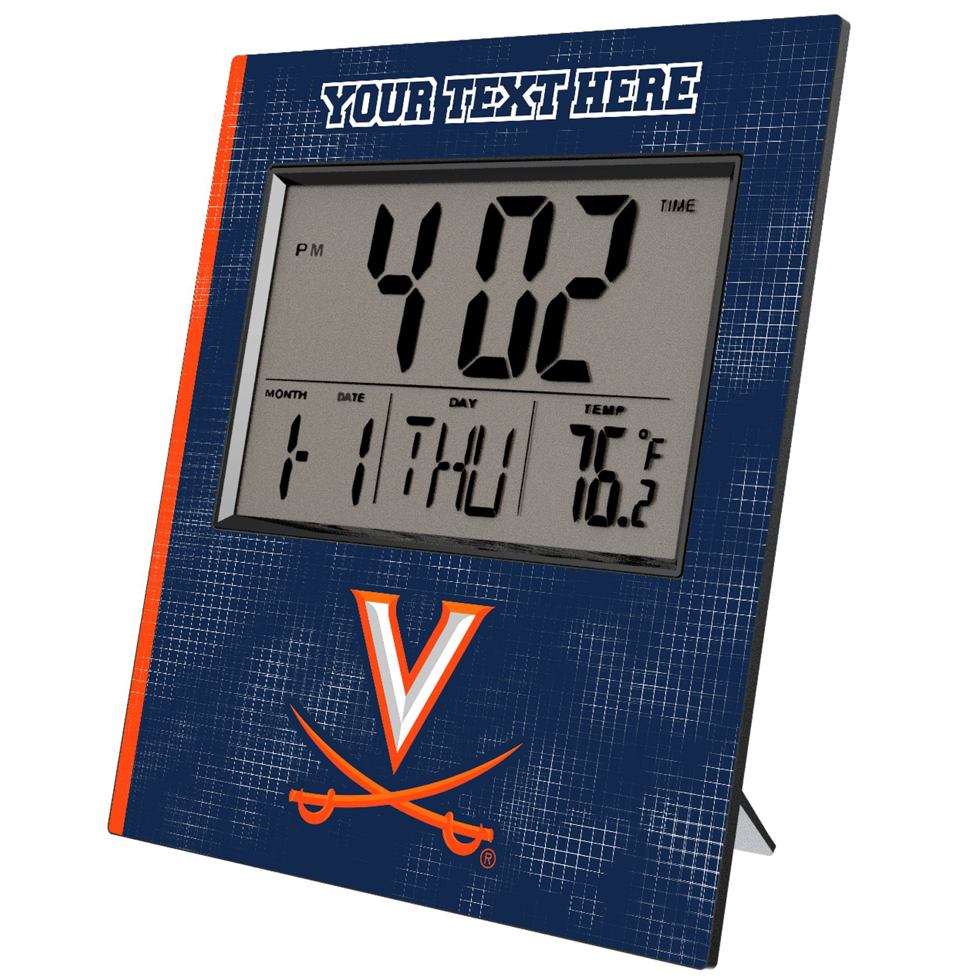 Keyscaper Virginia Cavaliers Cross Hatch Personalized Digital Desk Clock