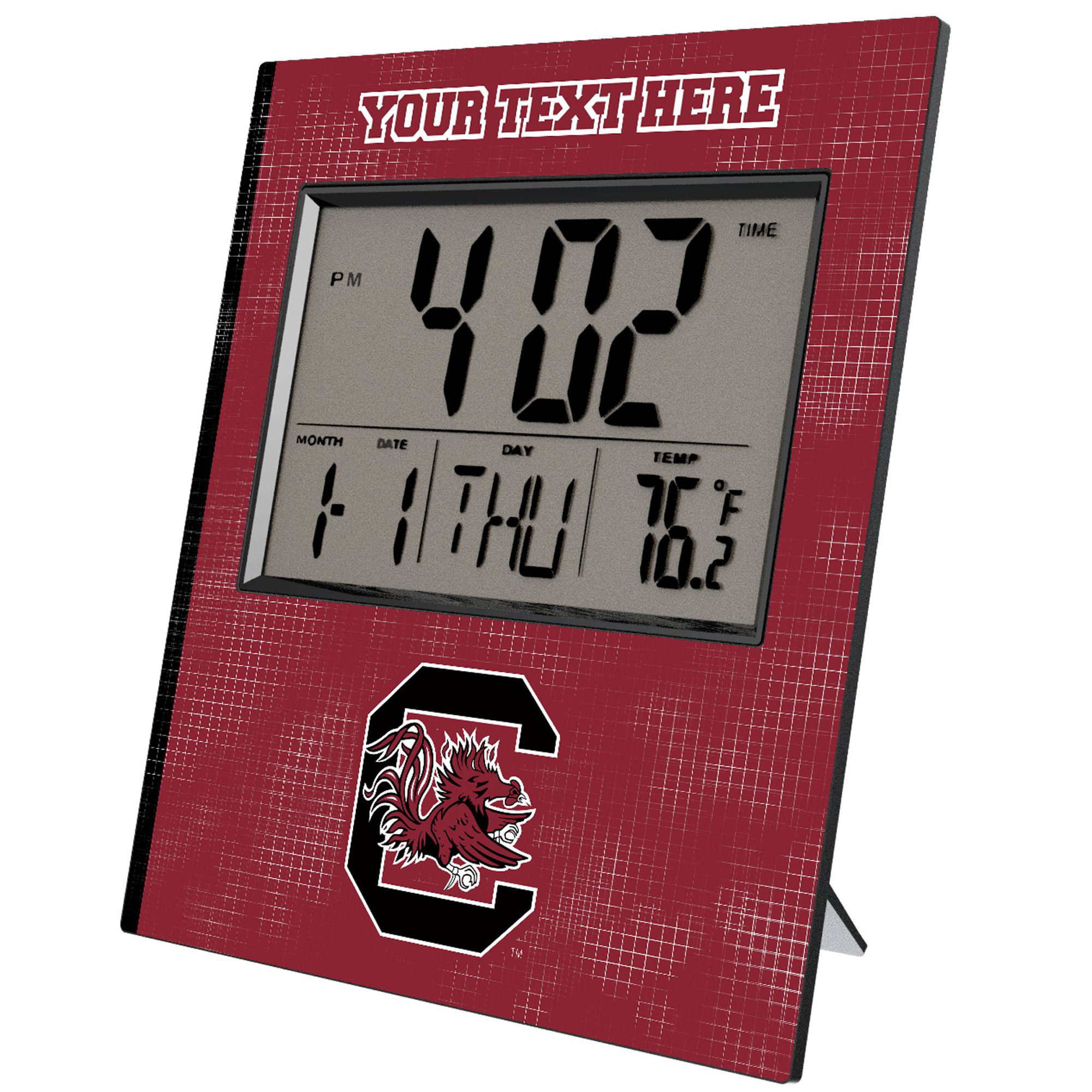 Keyscaper South Carolina Gamecocks Cross Hatch Personalized Digital Desk Clock