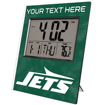 Keyscaper New York Jets Cross Hatch Personalized Digital Desk Clock