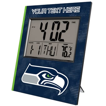 Keyscaper Seattle Seahawks Cross Hatch Personalized Digital Desk Clock