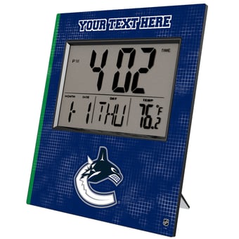 Keyscaper Vancouver Canucks Cross Hatch Personalized Digital Desk Clock