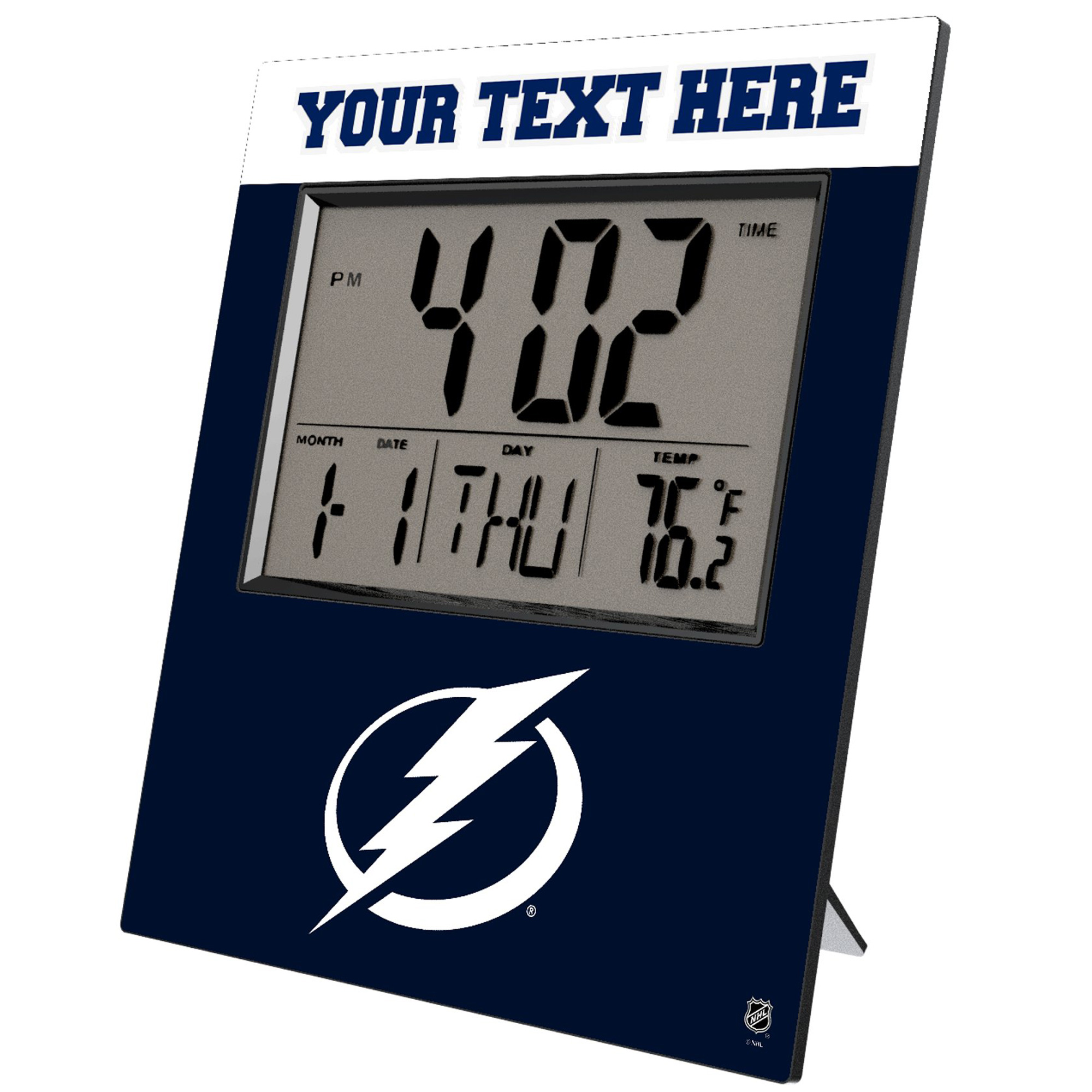 Keyscaper Tampa Bay Lightning Color Block Personalized Digital Desk Clock Keyscaper Tampa Bay Lightning Color Block Personalized Digital Desk Clock
