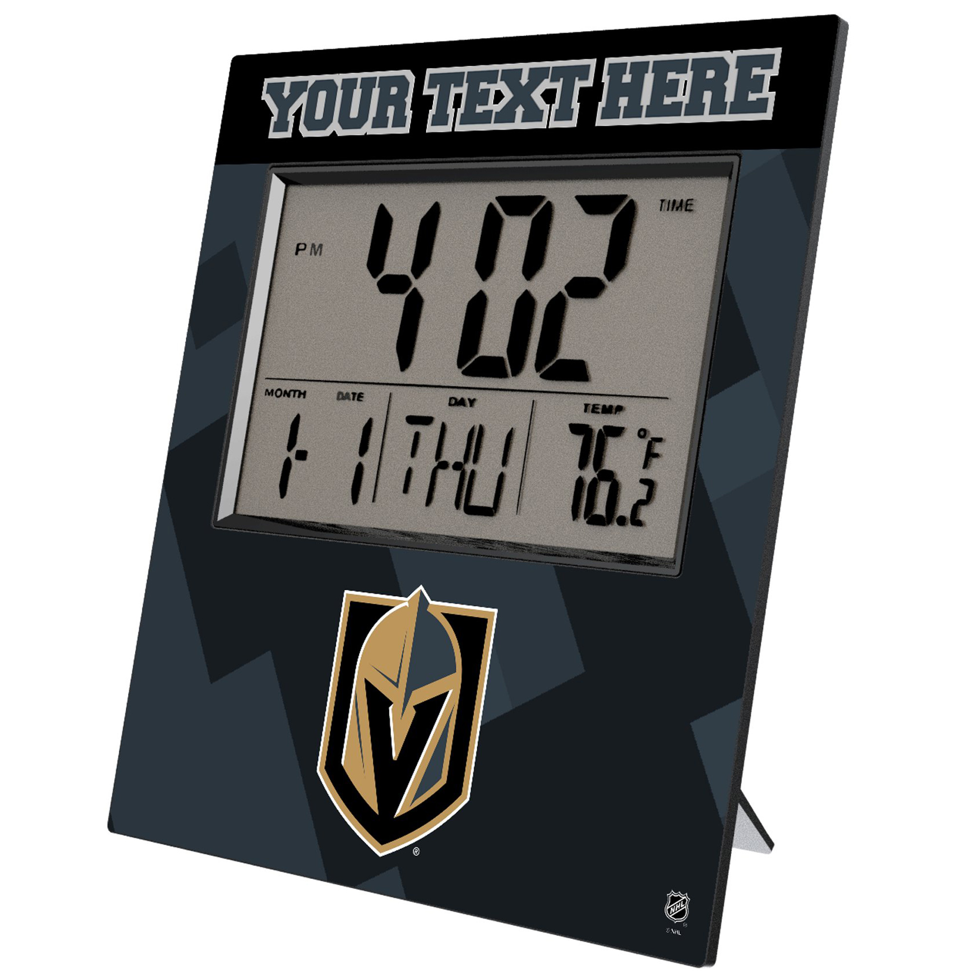 Keyscaper Vegas Golden Knights Color Block Personalized Digital Desk Clock