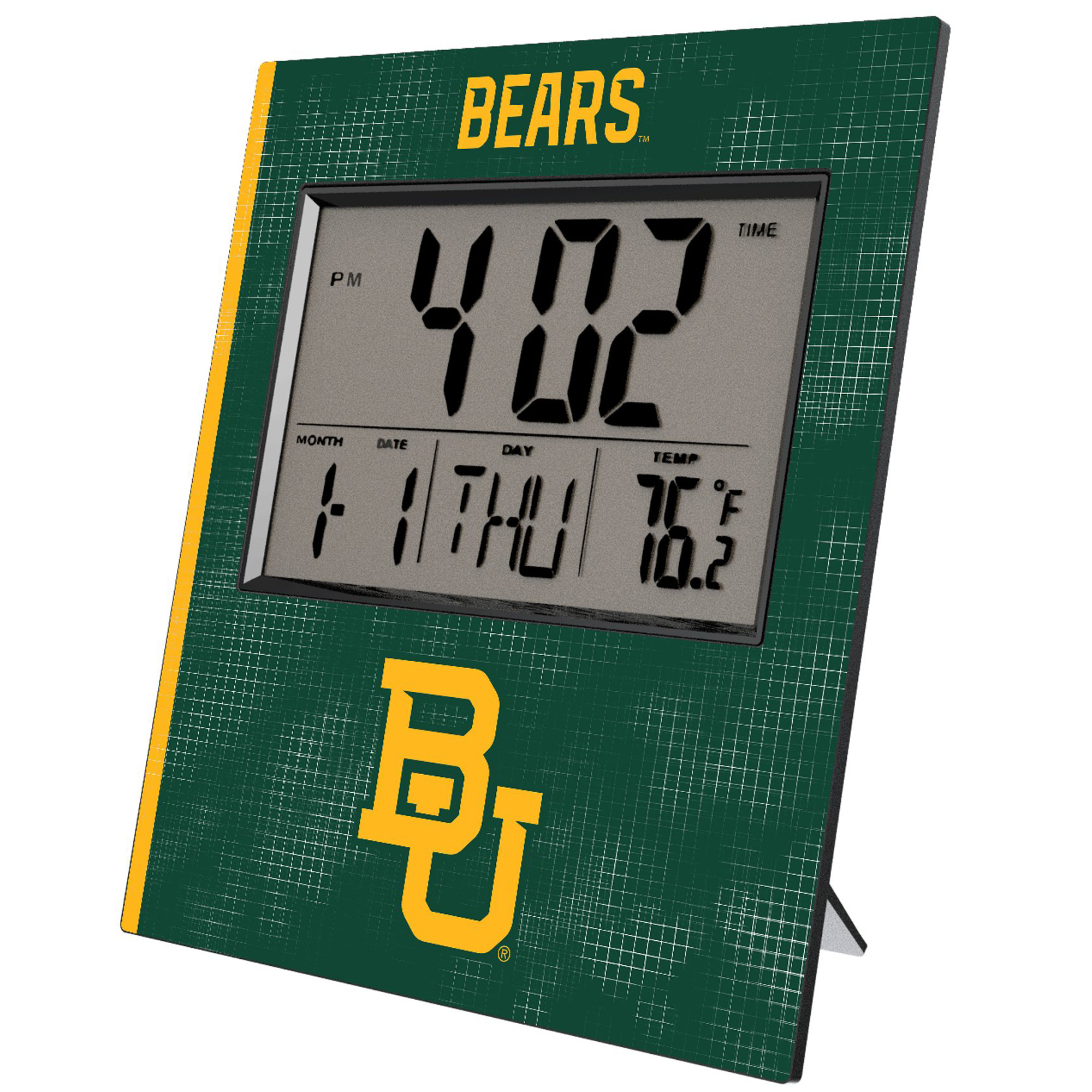 Keyscaper Baylor Bears Cross Hatch Digital Desk Clock