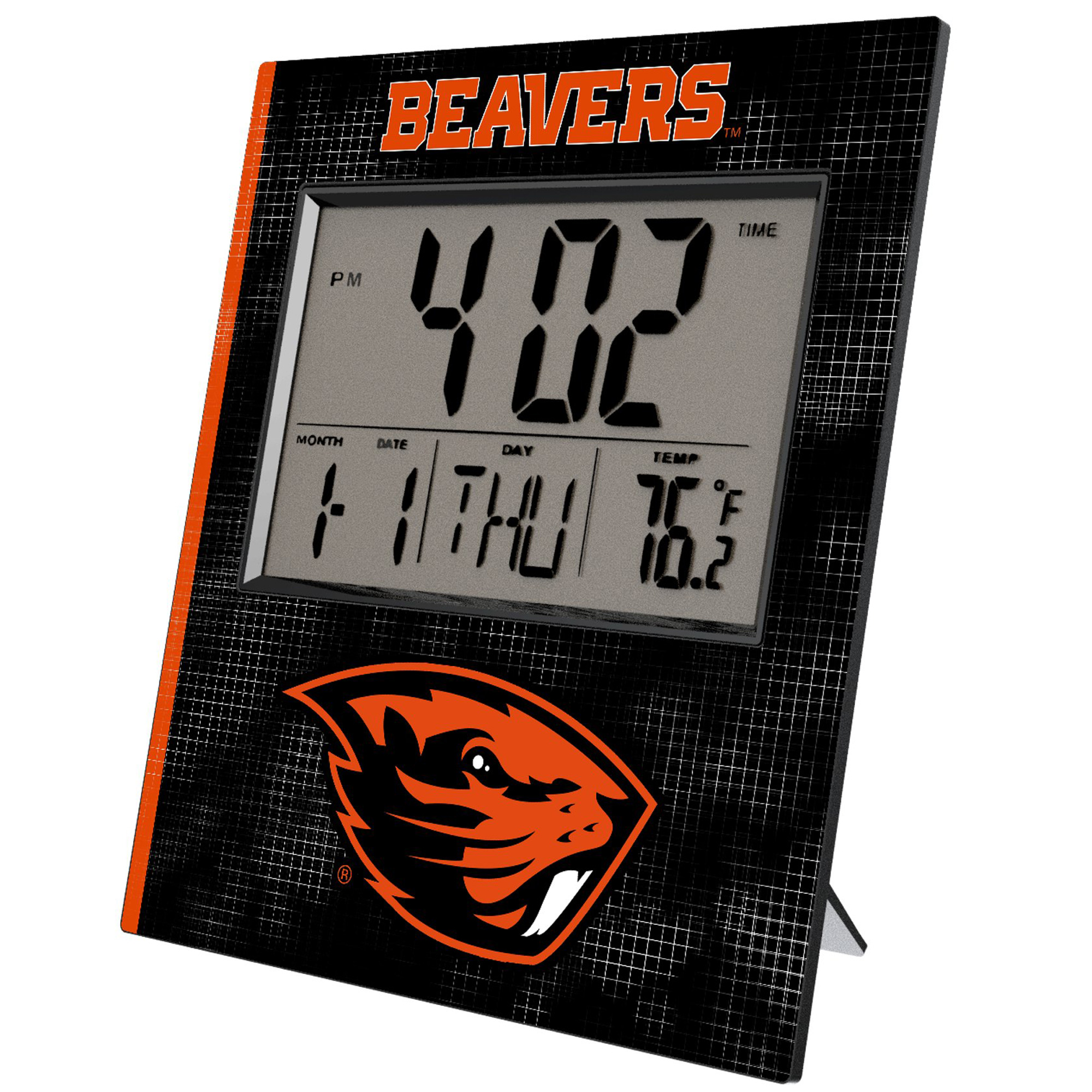 Keyscaper Oregon State Beavers Cross Hatch Digital Desk Clock