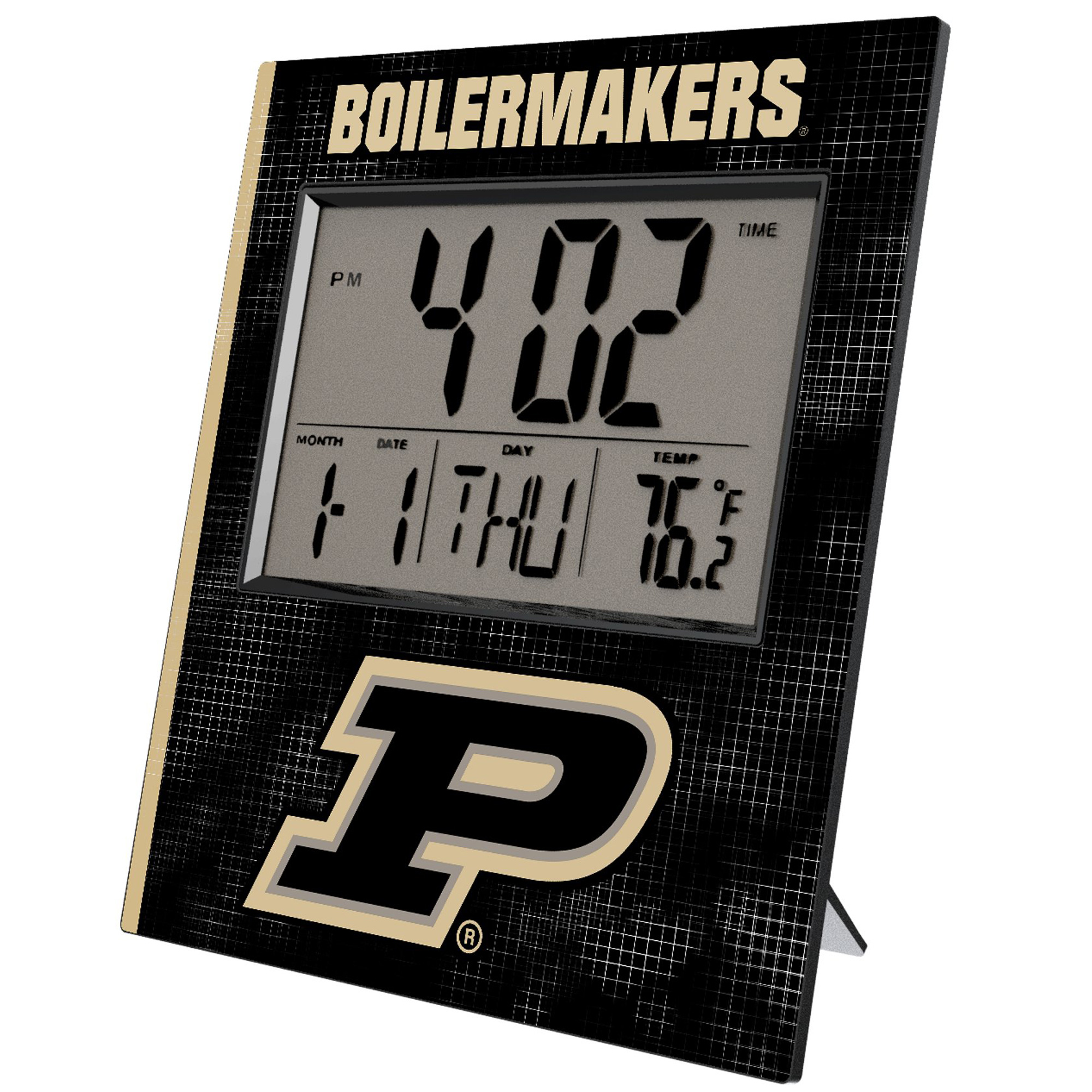 Keyscaper Purdue Boilermakers Cross Hatch Digital Desk Clock