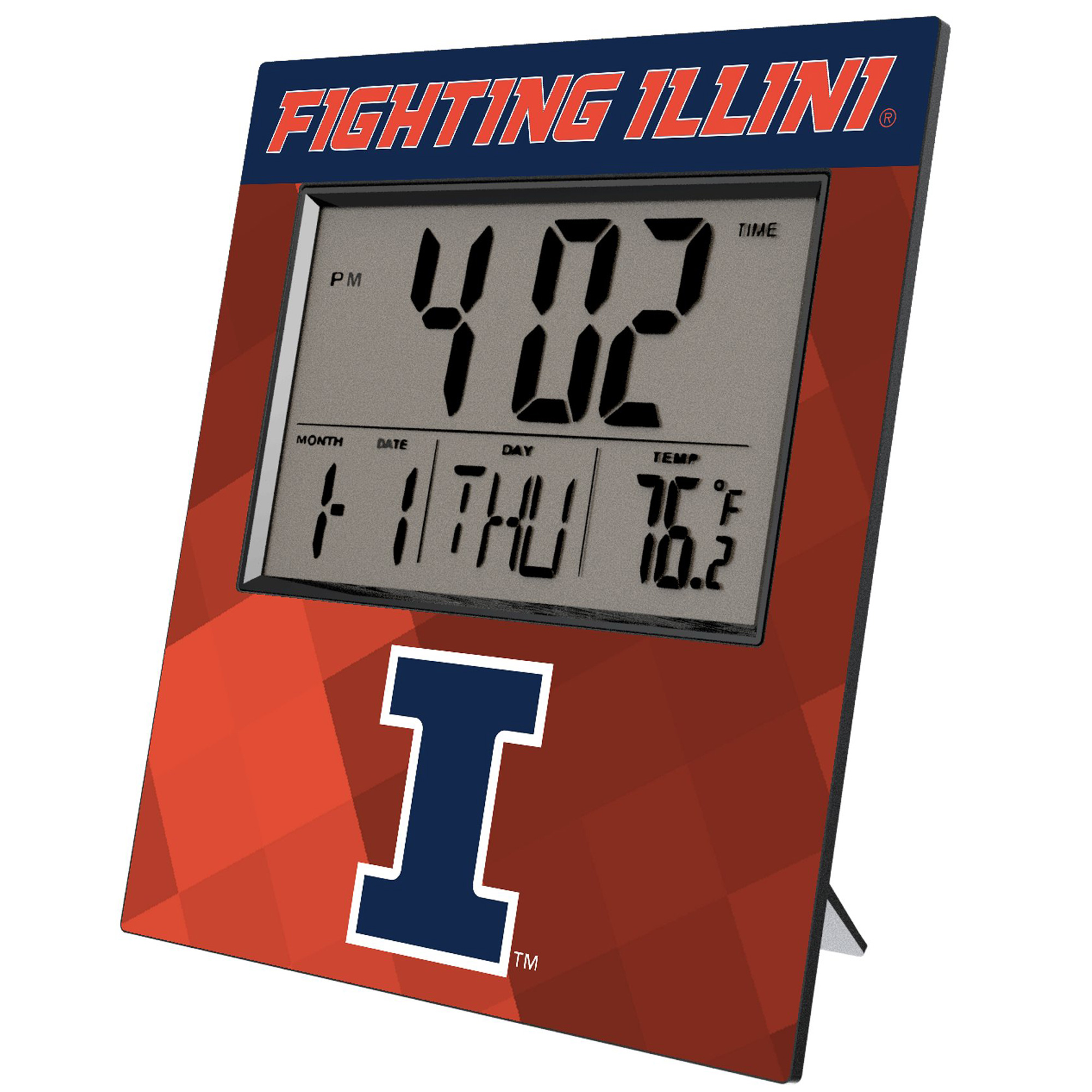 Keyscaper Illinois Fighting Illini Color Block Digital Desk Clock
