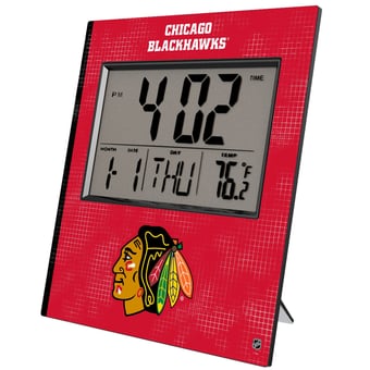 Keyscaper Chicago Blackhawks Cross Hatch Digital Desk Clock