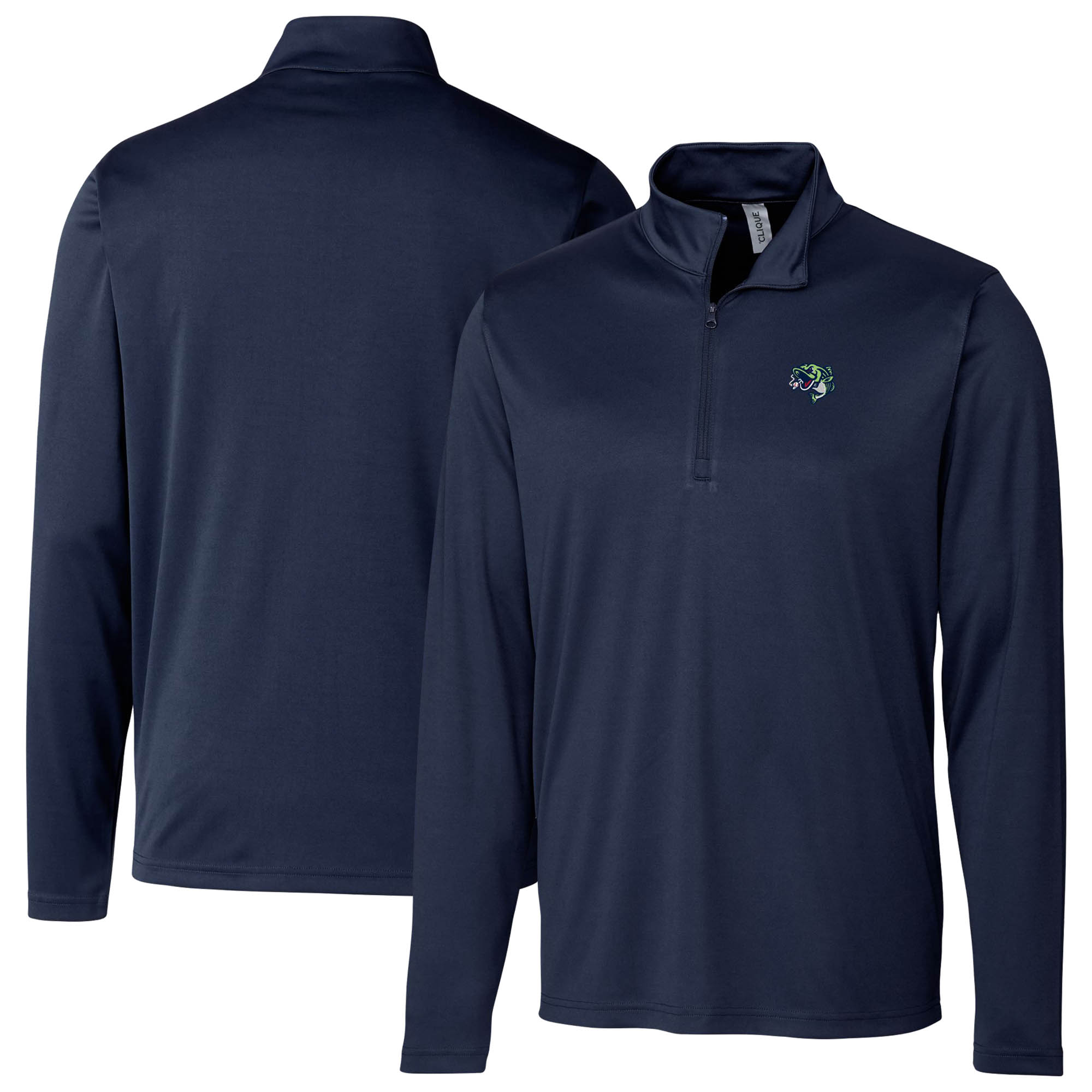 Men's Cutter & Buck  Navy Gwinnett Stripers  Clique Spin Eco Performance Half-Zip Pullover