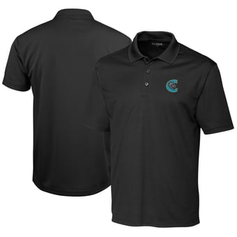 Men's Cutter & Buck  Black Charlotte Knights  Clique Spin Eco Performance Pique Polo