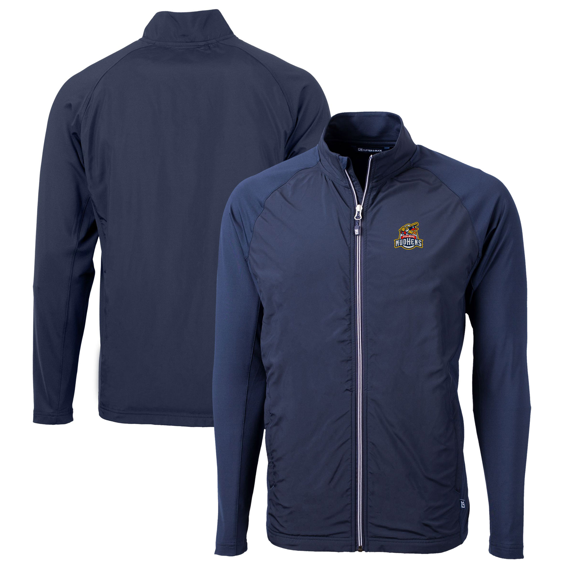 Men's Cutter & Buck  Navy Toledo Mud Hens Adapt Eco Knit Hybrid Recycled Full-Zip Jacket