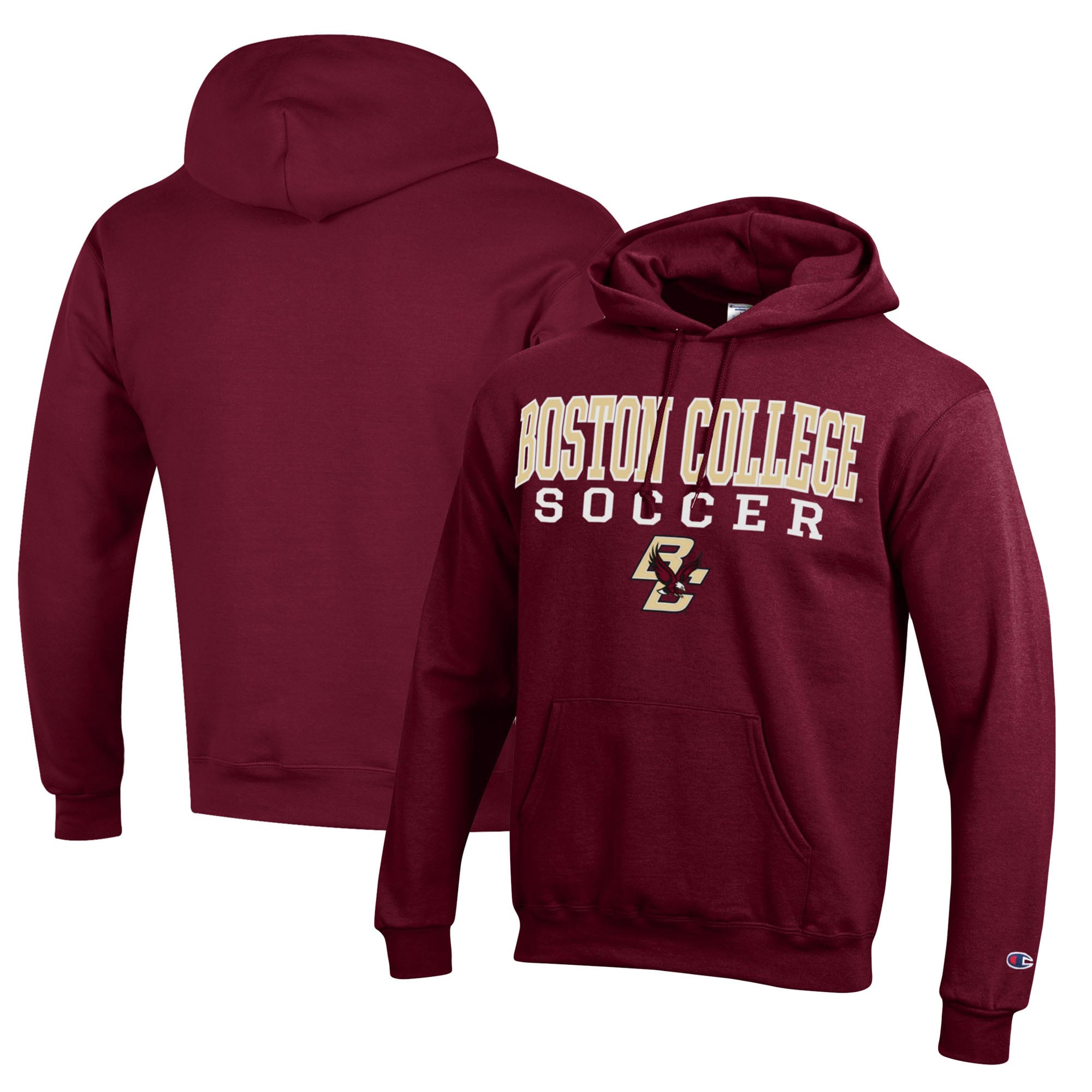Men's Champion Maroon Boston College Eagles Soccer Stack Logo Powerblend Pullover Hoodie