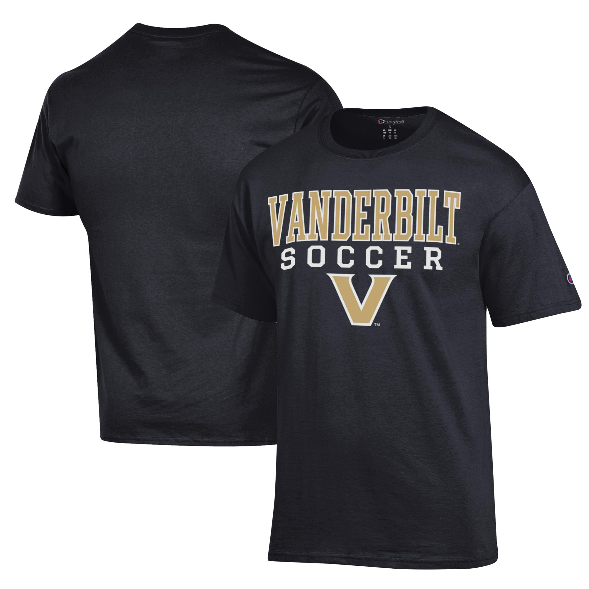 Men's Champion Black Vanderbilt Commodores Soccer Stack Logo Powerblend T-Shirt