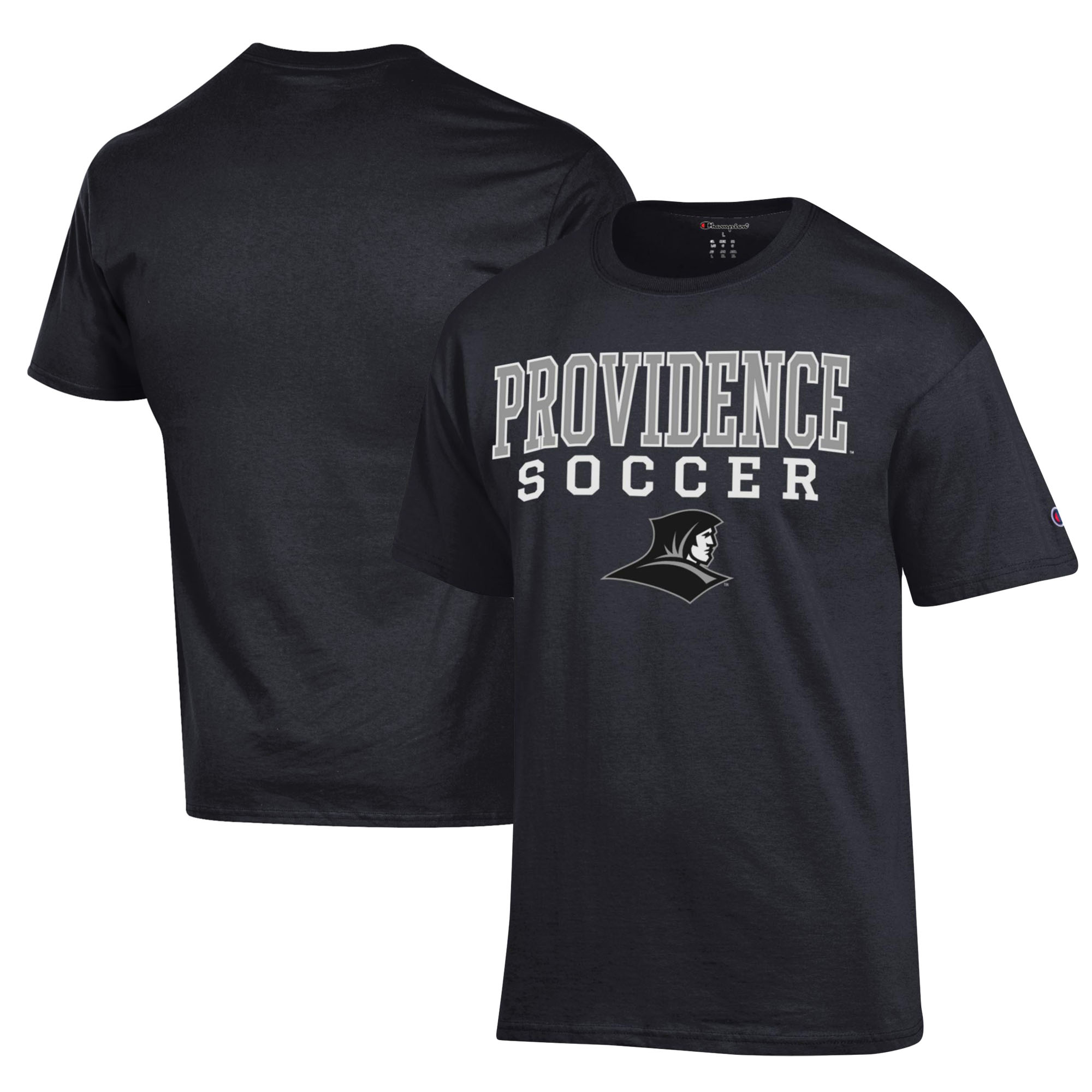Men’s Champion Black Providence Friars Soccer Stack Logo Powerblend T-Shirt Men’s Champion Black Providence Friars Soccer Stack Logo Powerblend T-Shirt