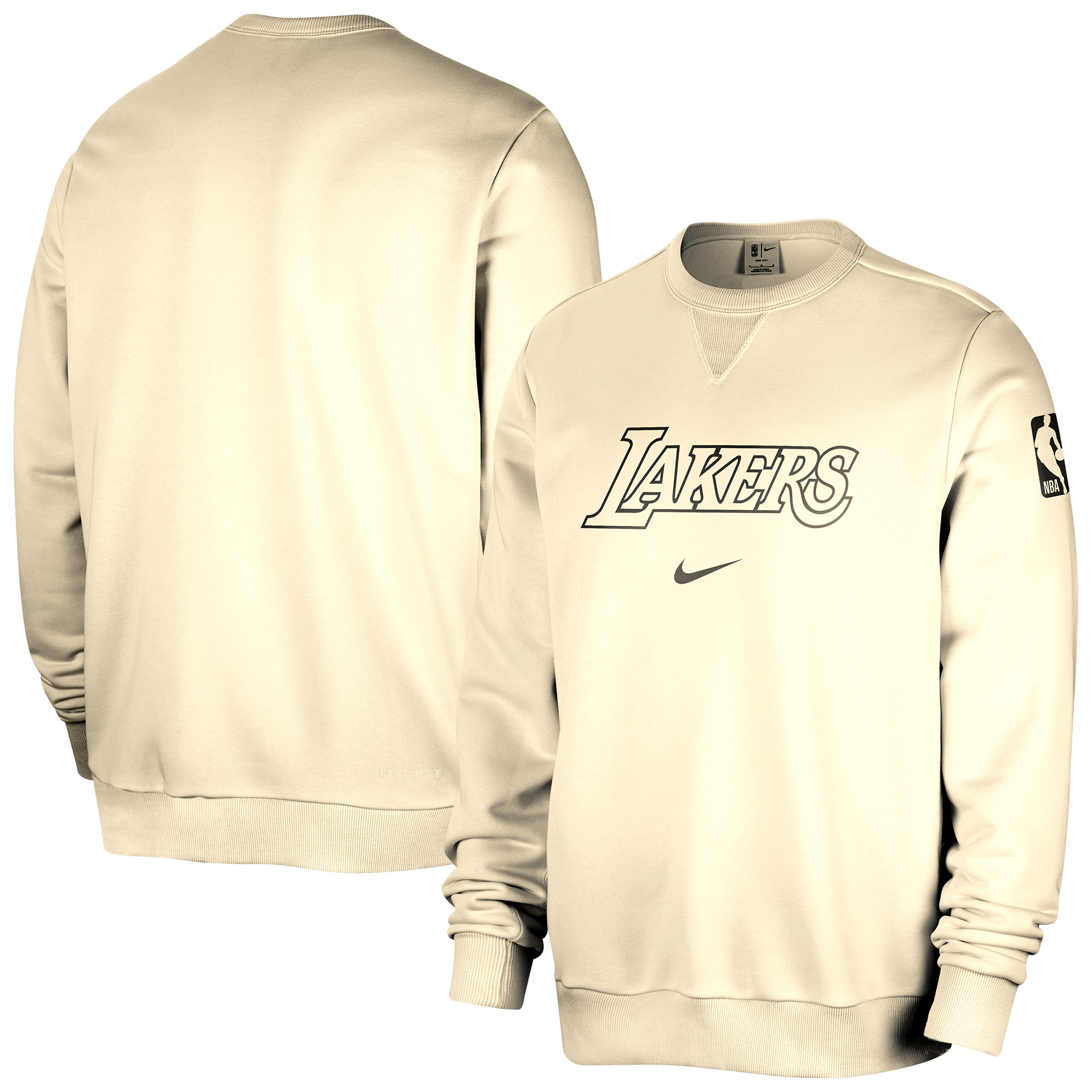 Men's Nike Cream Los Angeles Lakers Courtside Standard Issue Performance Pullover Sweatshirt