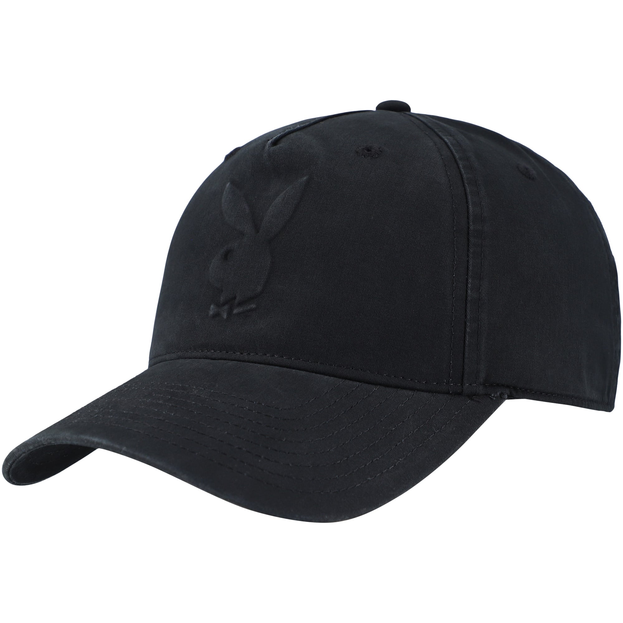 Unisex Black Playboy Embossed Logo Adjustable Hat