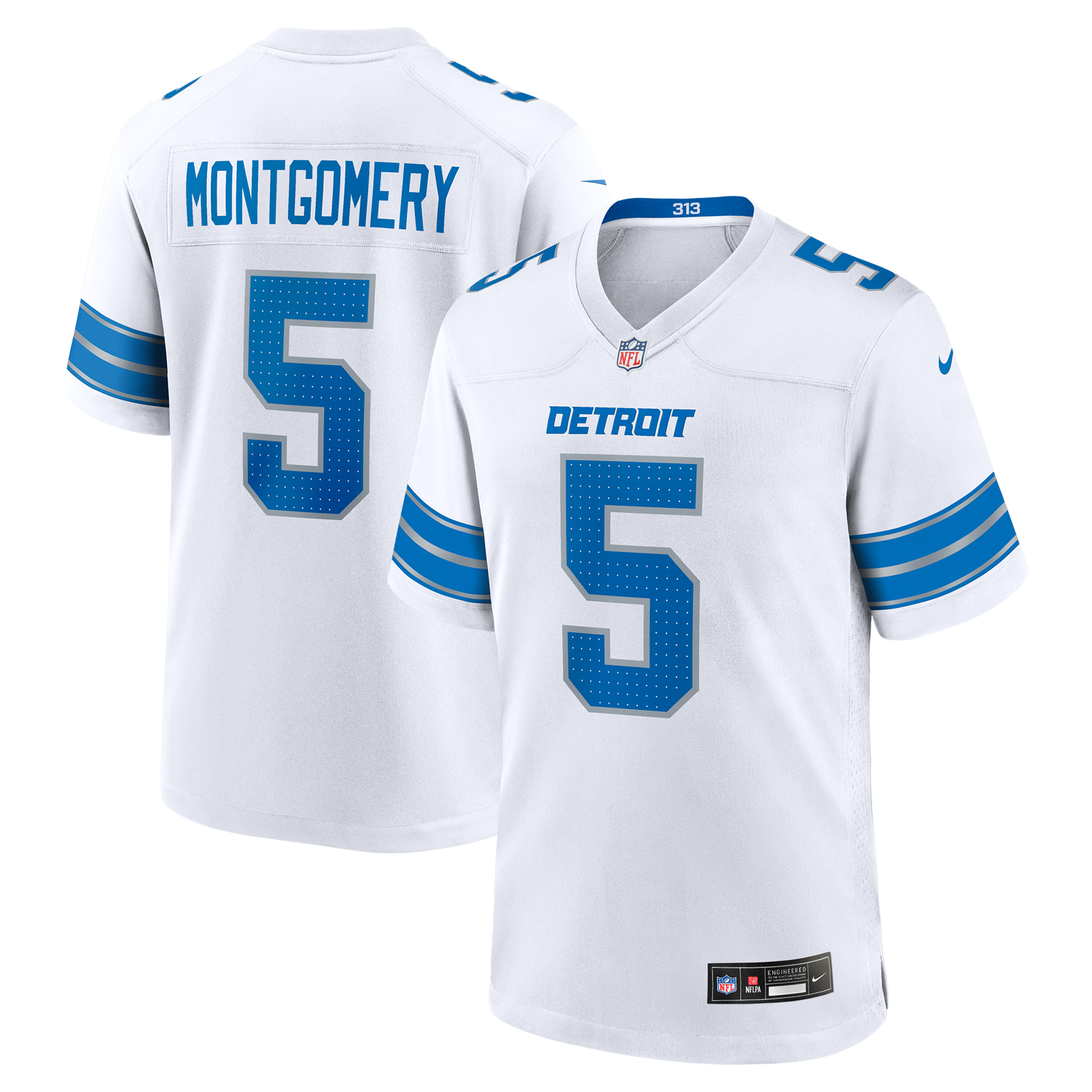 Men's Nike David Montgomery White Detroit Lions Game Jersey